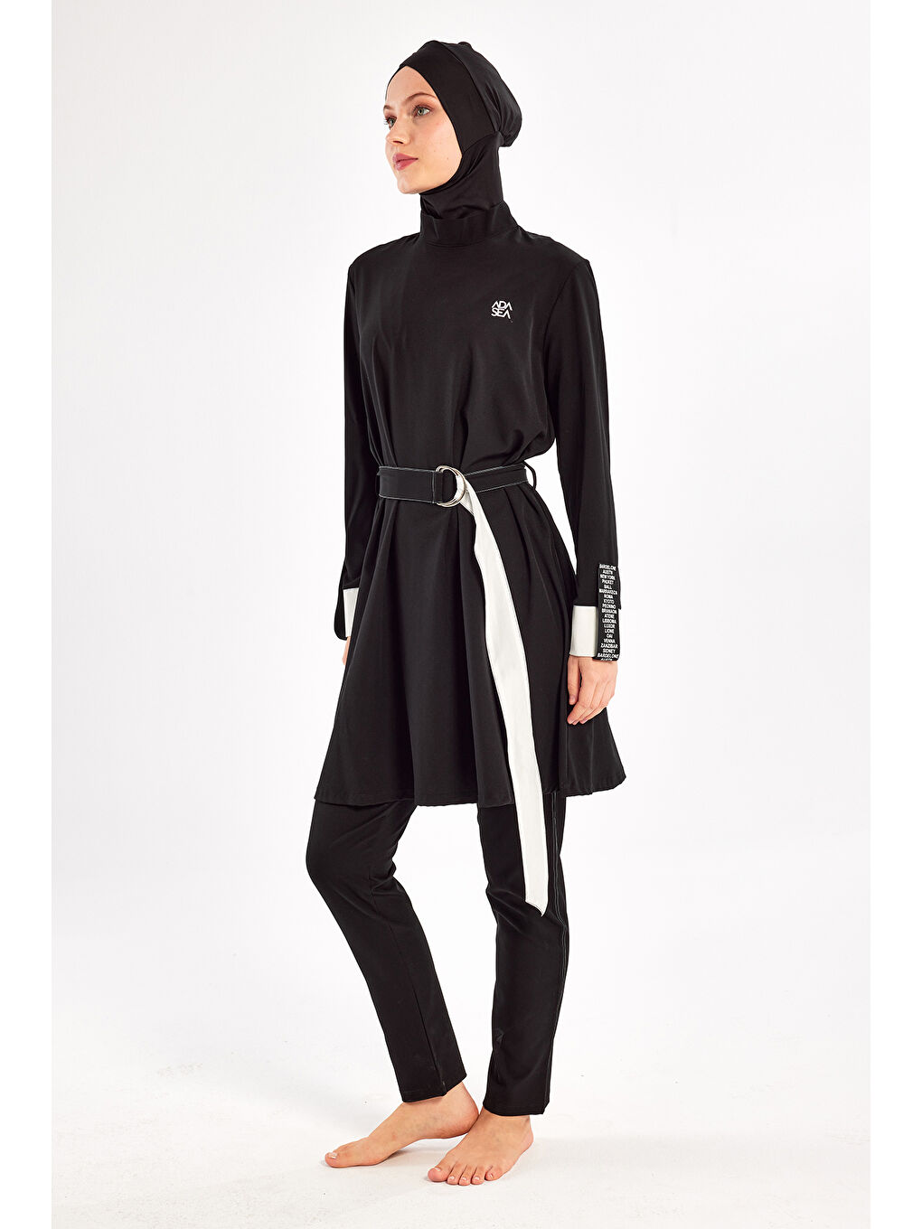 Spor Elastan Tam Kapalı Tesettür Mayo 1221 Siyah14-2
