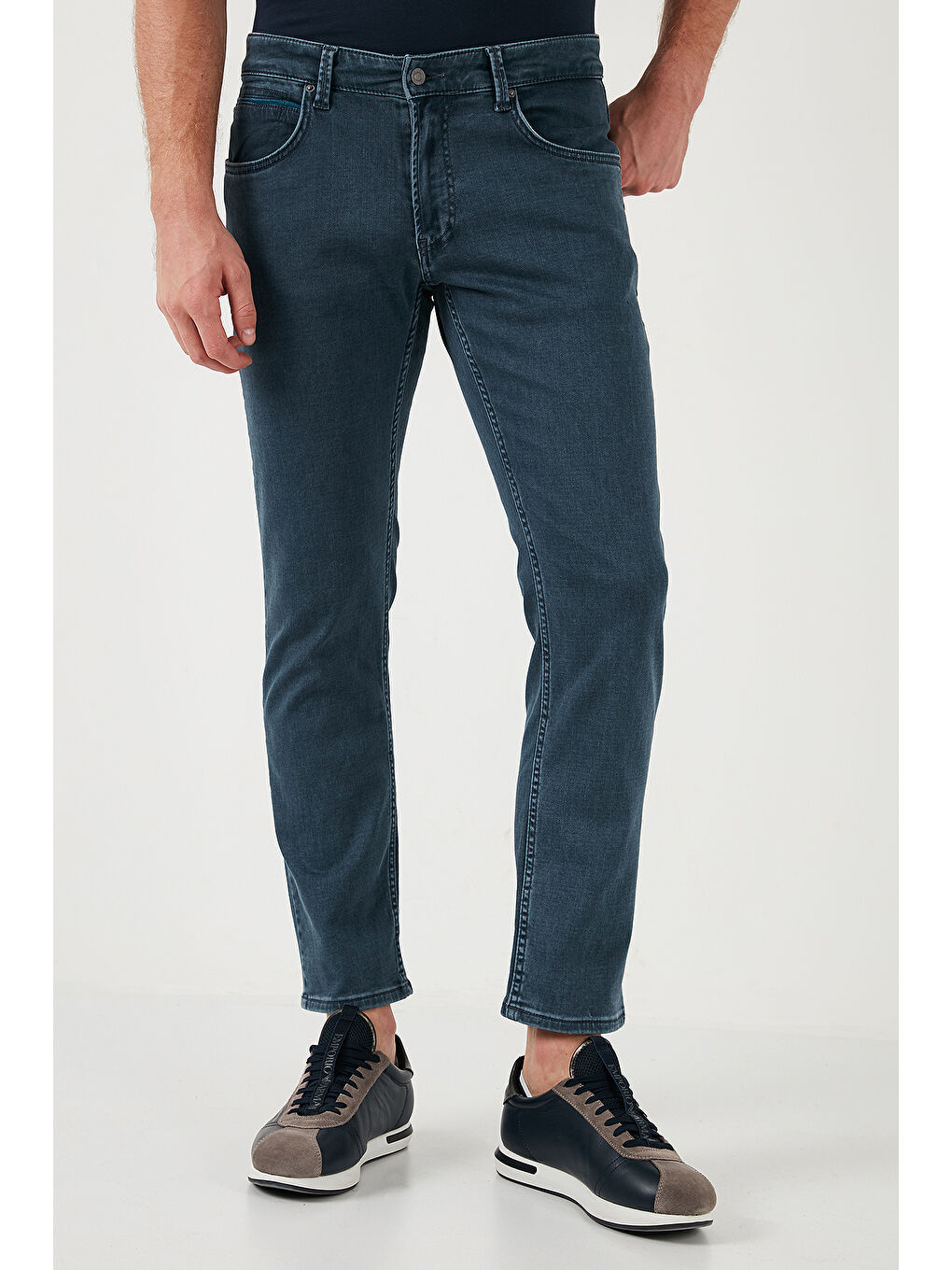Petrol Streç Pamuklu Regular Fit Normal Bel Boru Paça Erkek Jeans 2211S25PARMA