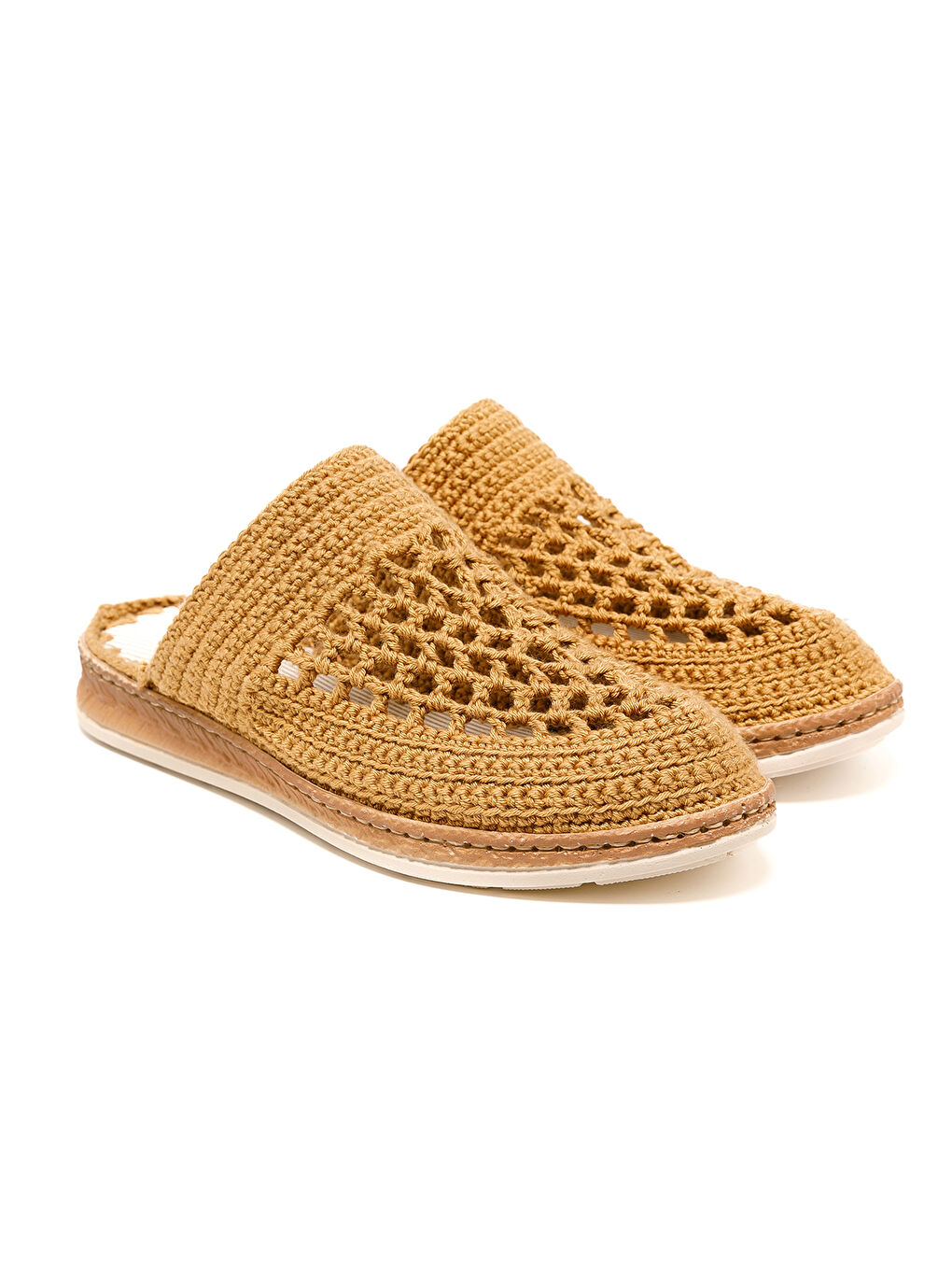 Kahverengi Kadın Terlik BBS_JMY Knitwear Slippers Camel-2