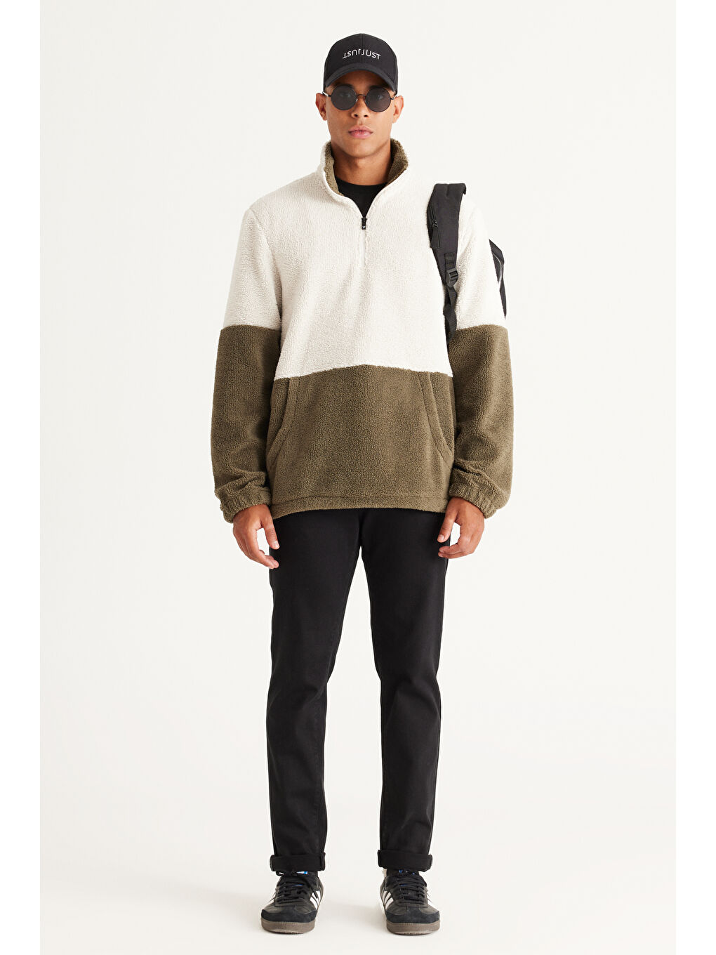 Erkek Bej-Haki Standart Fit Normal Kesim Bato Yaka Polar-1