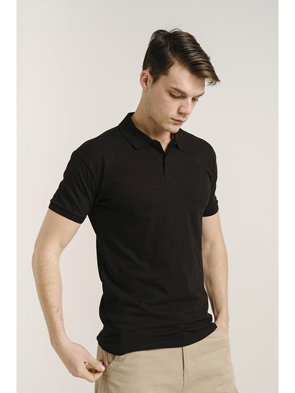 Siyah Alcott Polo Yaka Slim Fit Erkek Tişört-1