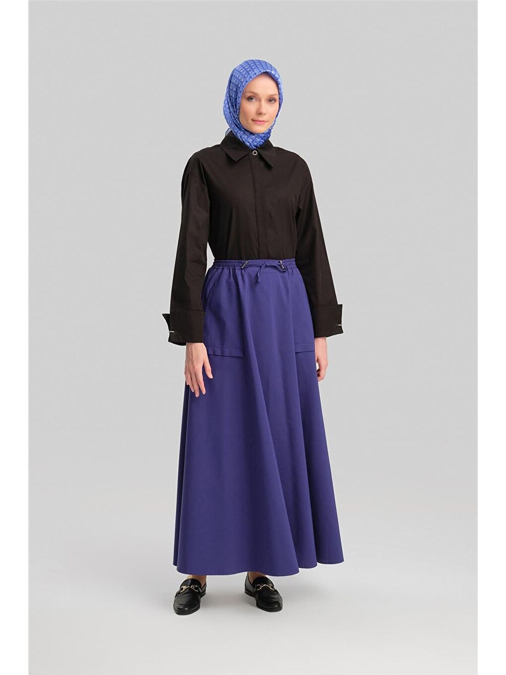 Lacivert Stoperli Pamuk Etek 24Y1630 Morcivert-1