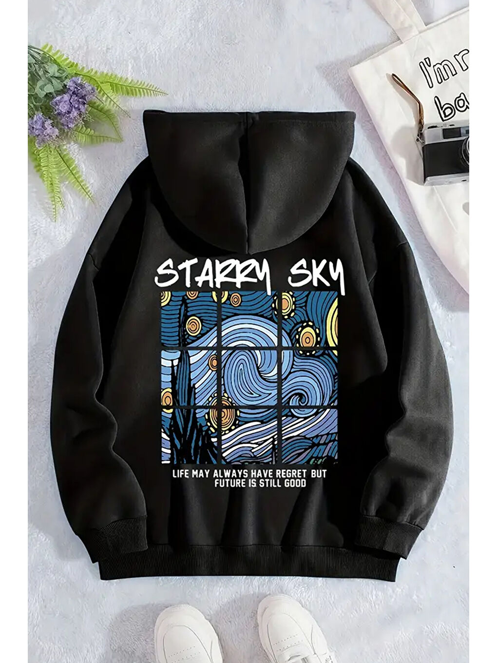 uyguntarz Siyah Starry Sky Baskılı Unisex Oversize Sweatshirt - 1