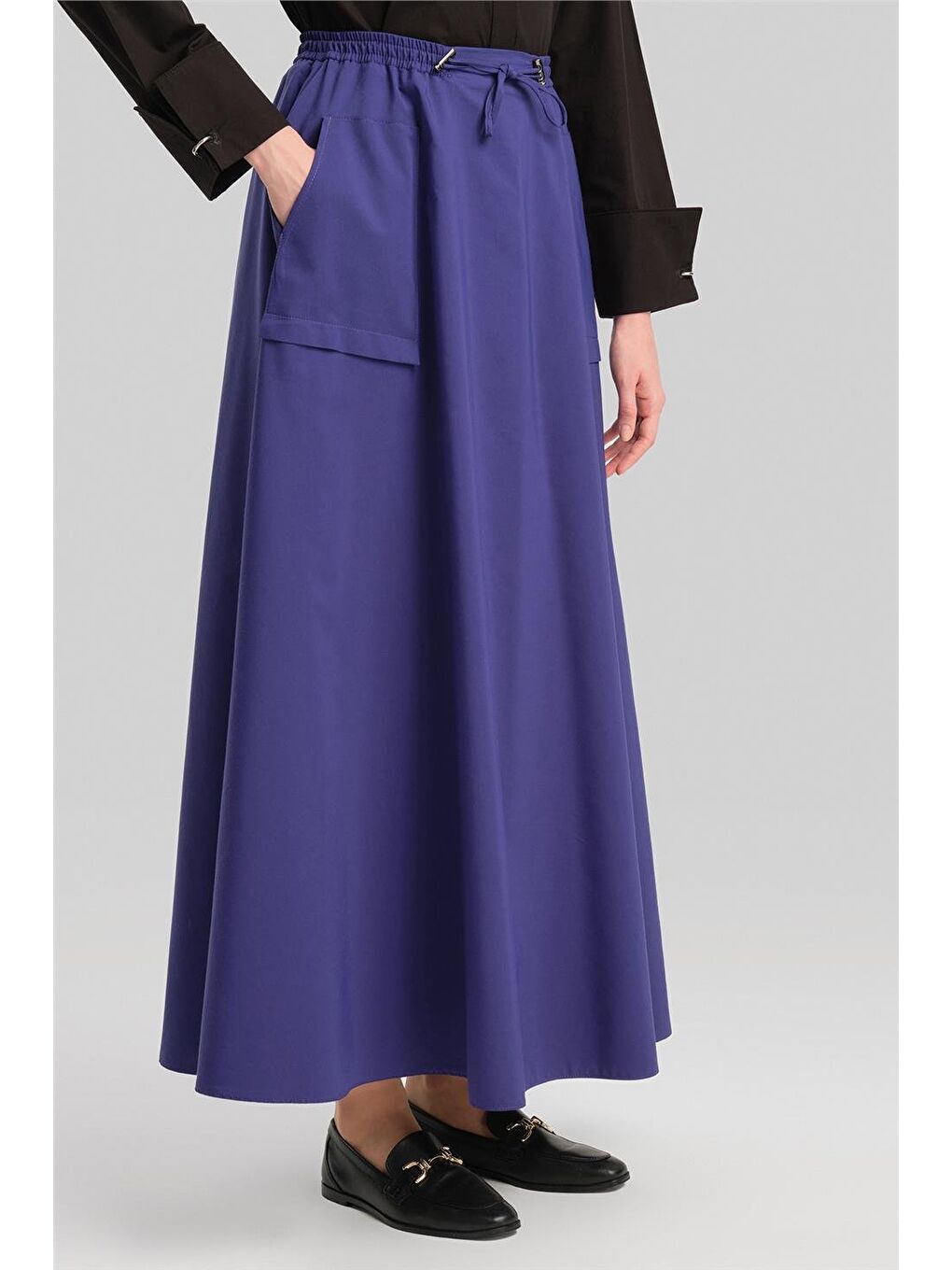 Lacivert Stoperli Pamuk Etek 24Y1630 Morcivert-3