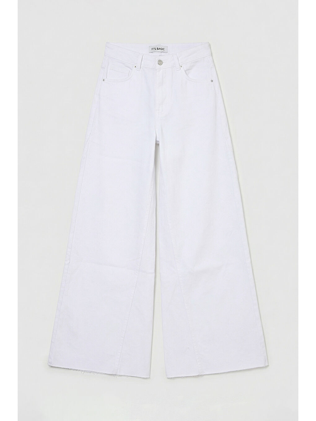 Kadın Beyaz 5s6-2 Palazzo Fit Yan Panel Detaylı Özel Tasarım Denim Jean-4