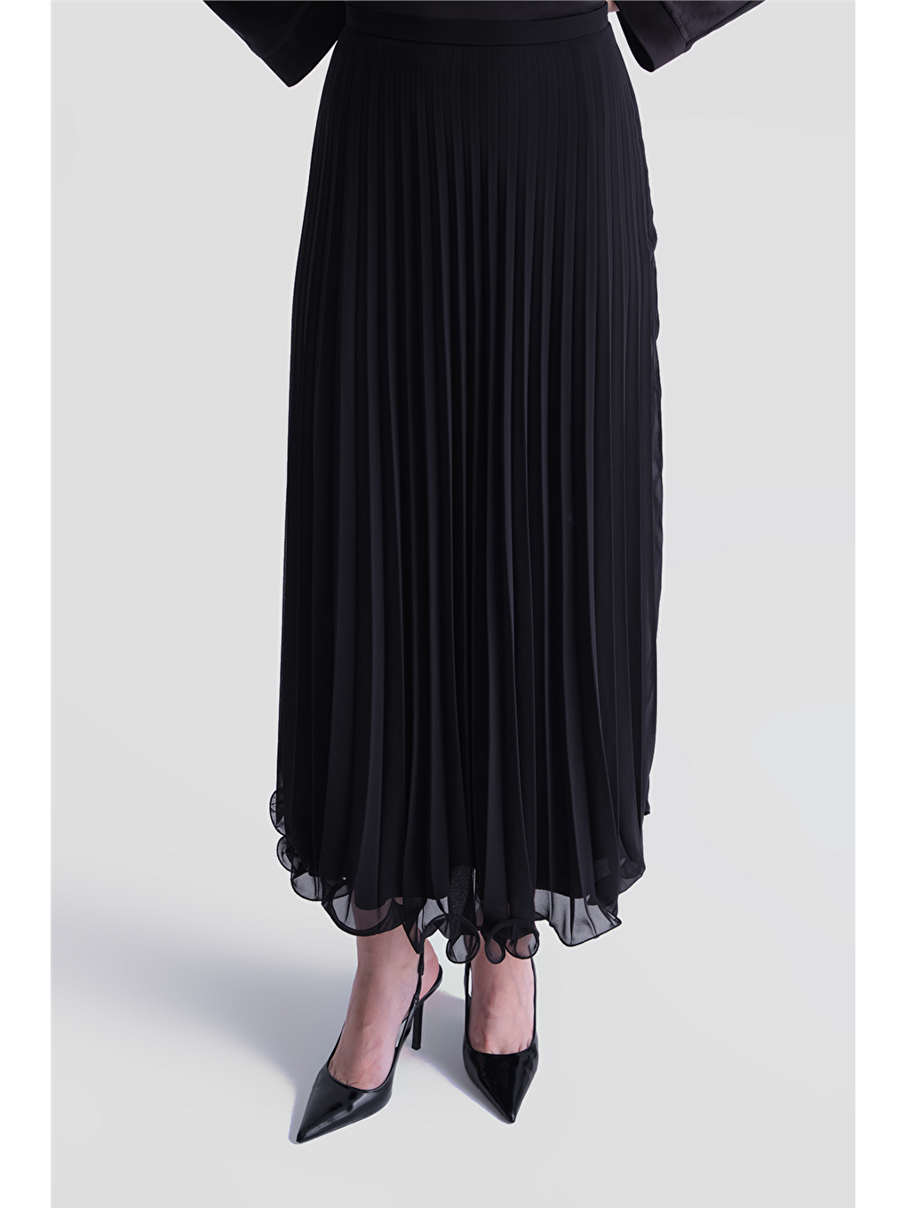 Yüksek Yaka Pilise Etek Takım Siyah-4