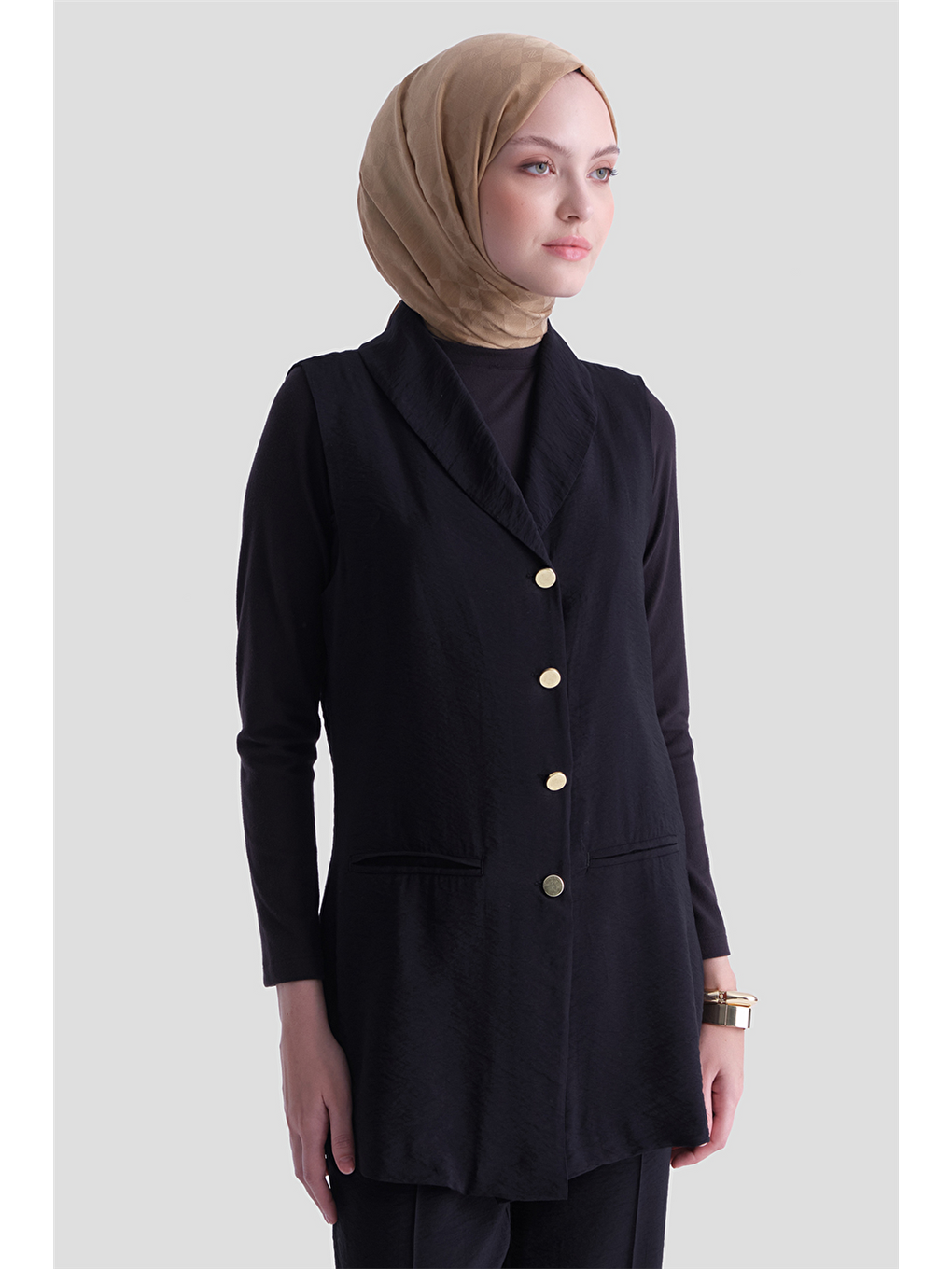 Kemerli Yelekli Takım Siyah-4