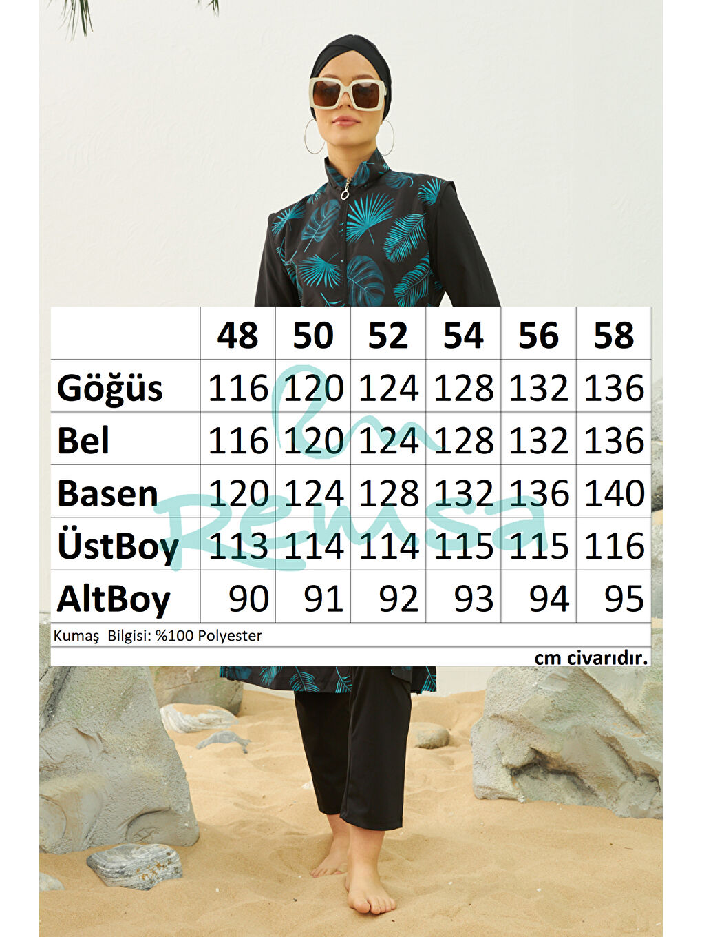 Büyük Beden Tam Kapalı Battal Tesettür Mayo 3429-30 Siyah02-3