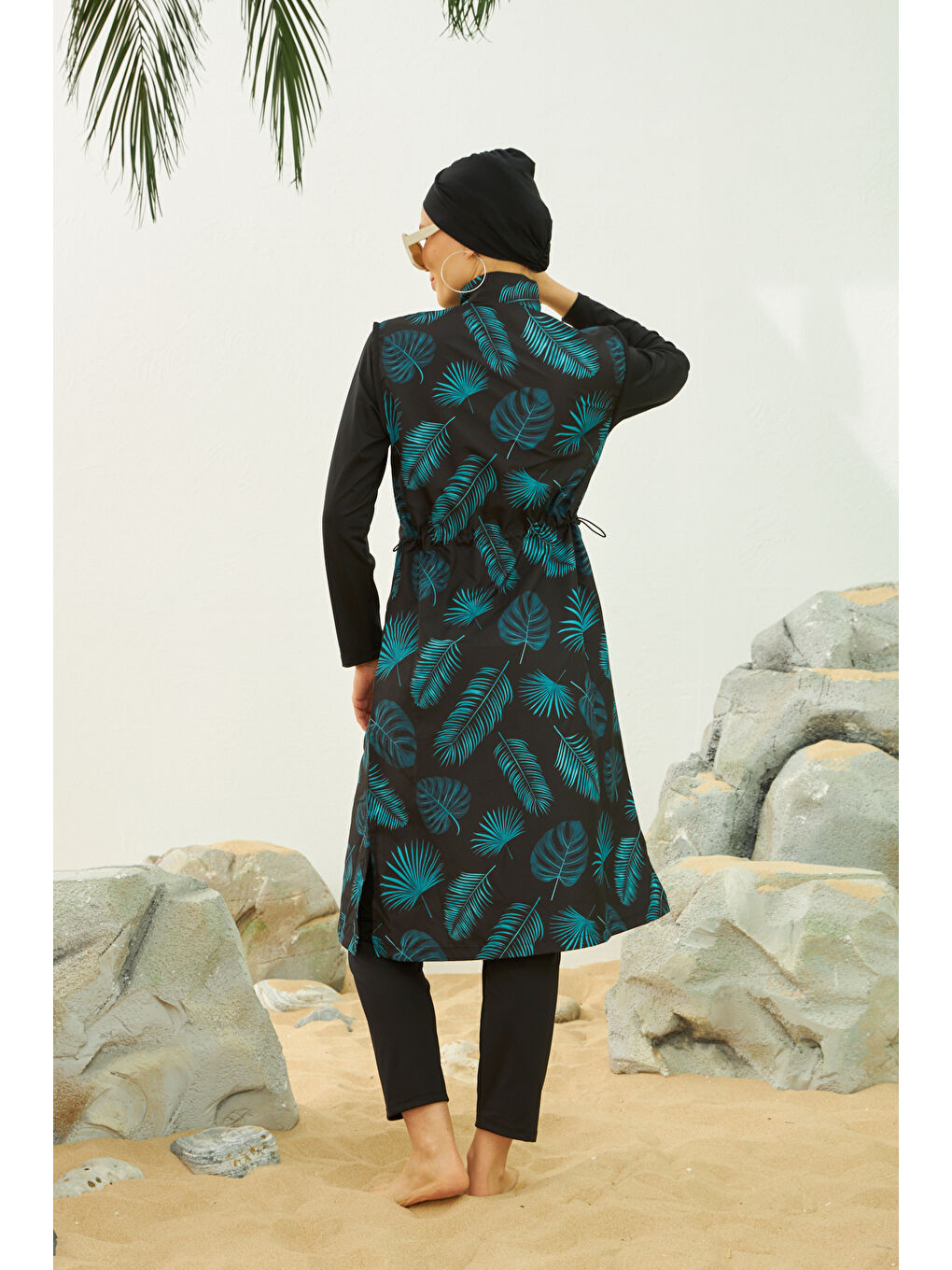 Büyük Beden Tam Kapalı Battal Tesettür Mayo 3429-30 Siyah02-4