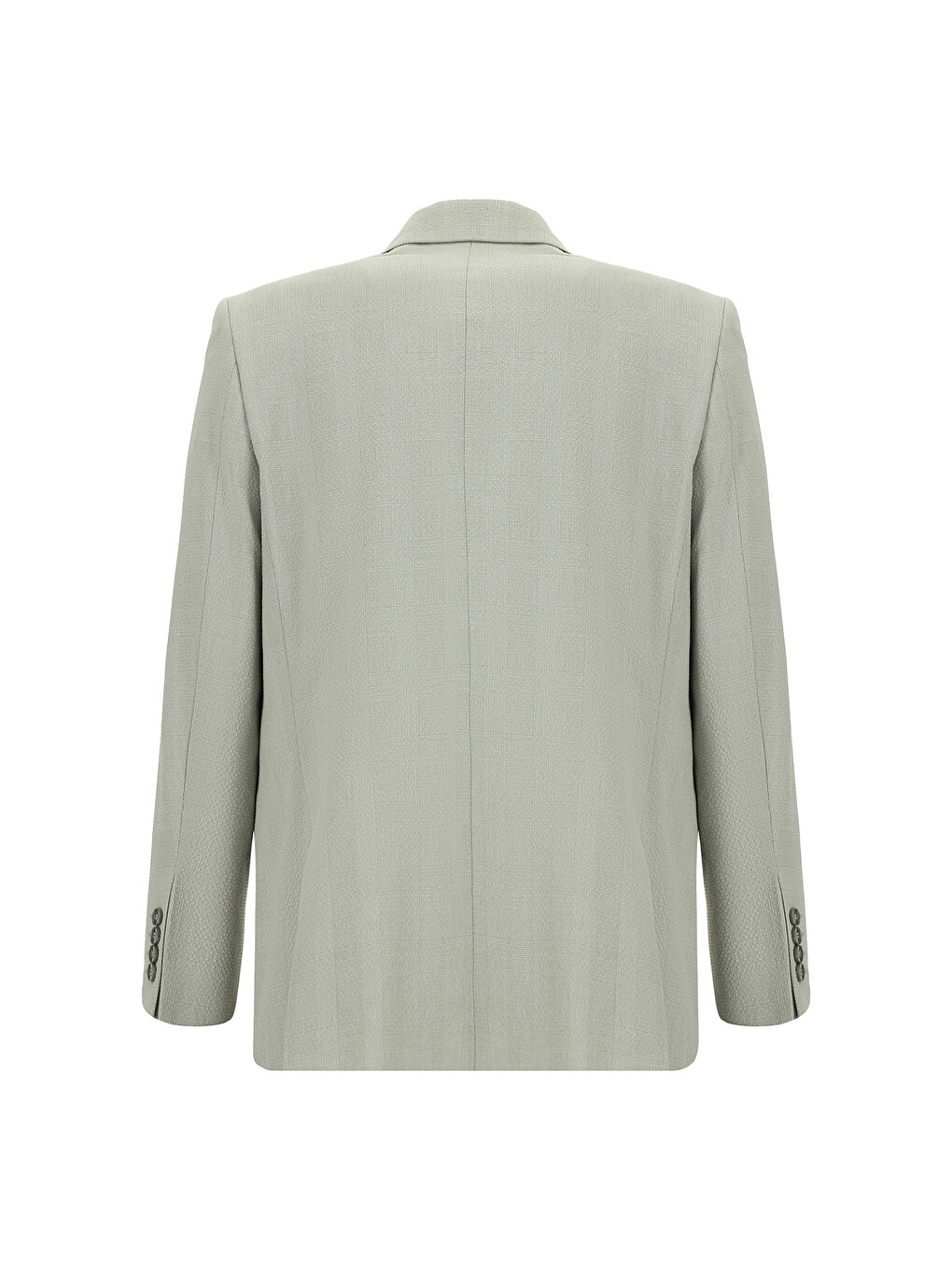 Gri Klasik Ekose Gofre Blazer Ceket-1