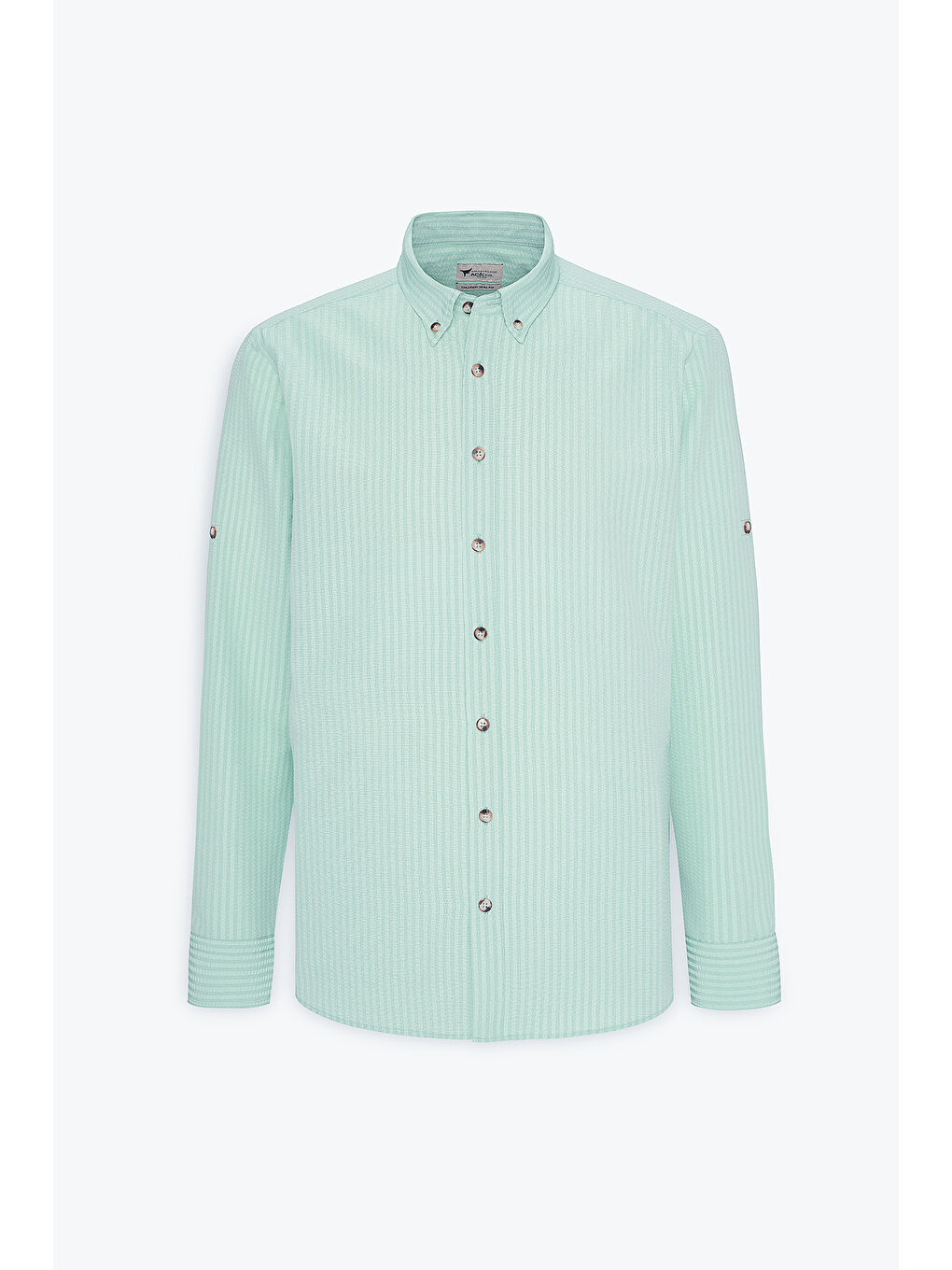 Mavi Erkek Mint Slim Fit Dar Kesim Gofre Desenli Düğmeli Yaka Hafif Kumaş Gömlek-5