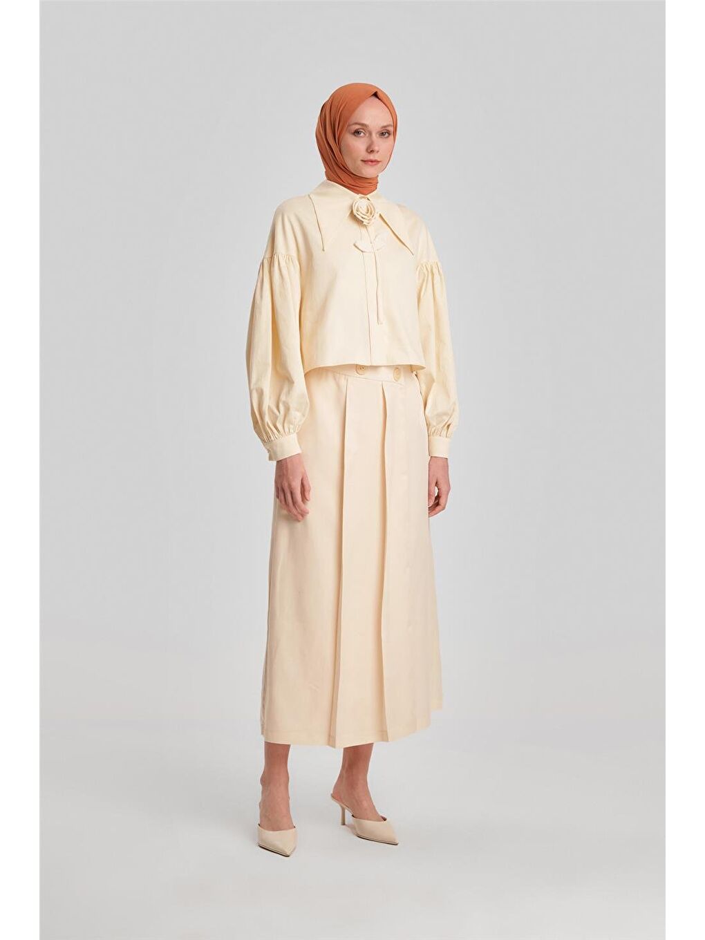 Bej Asimetrik Kapamalı Etek 24Y1616 Aytaşı