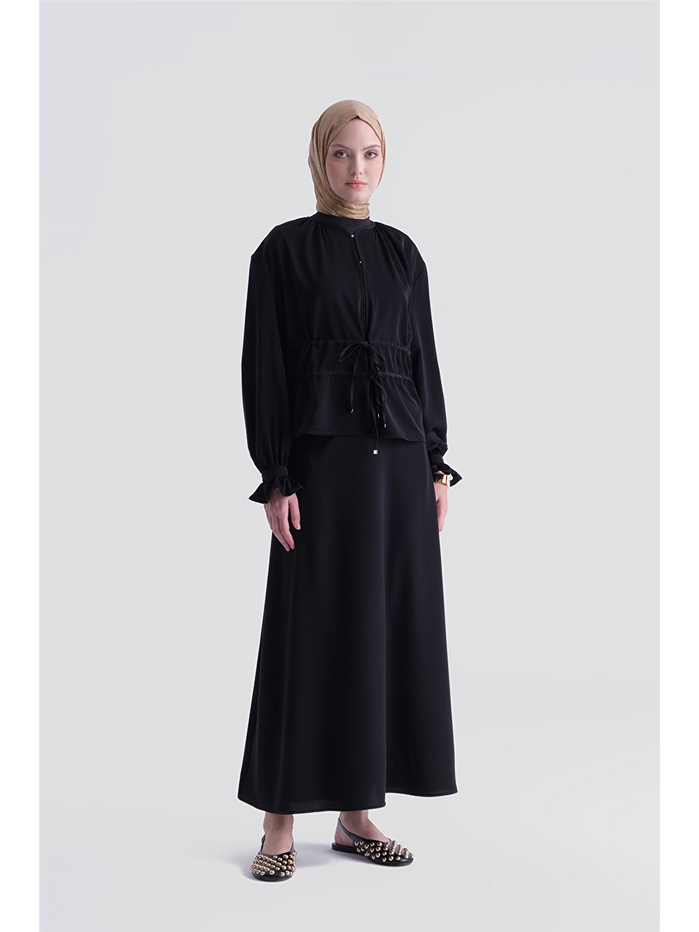 Beli Büzgülü Takım Siyah-1