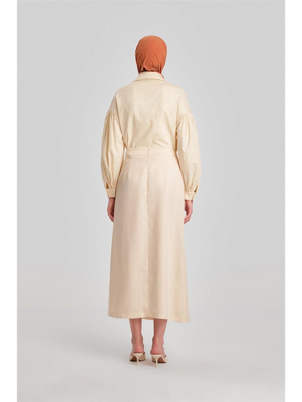 Bej Asimetrik Kapamalı Etek 24Y1616 Aytaşı-4