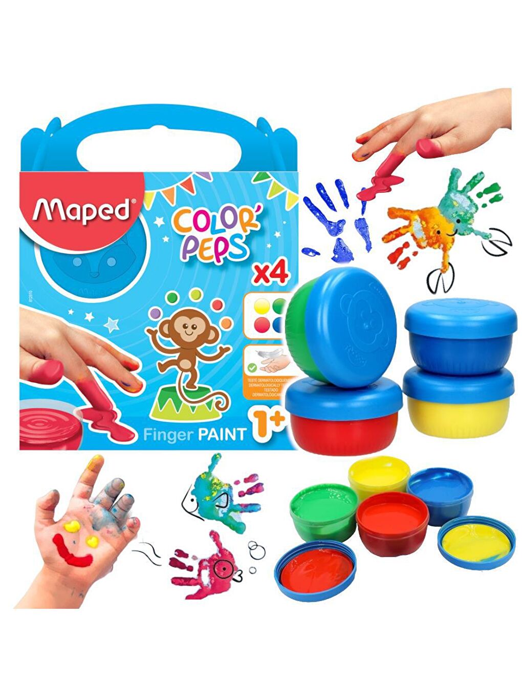 Maped Karışık Asorti Color Peps Parmak Boyası Kavanoz 4 Renk x 80 gr 81251003 - 9