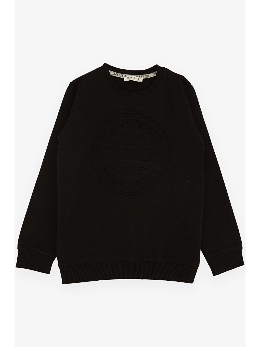 Erkek Çocuk Sweatshirt Kabartma Yazı Baskılı Siyah (9-10 Yaş)