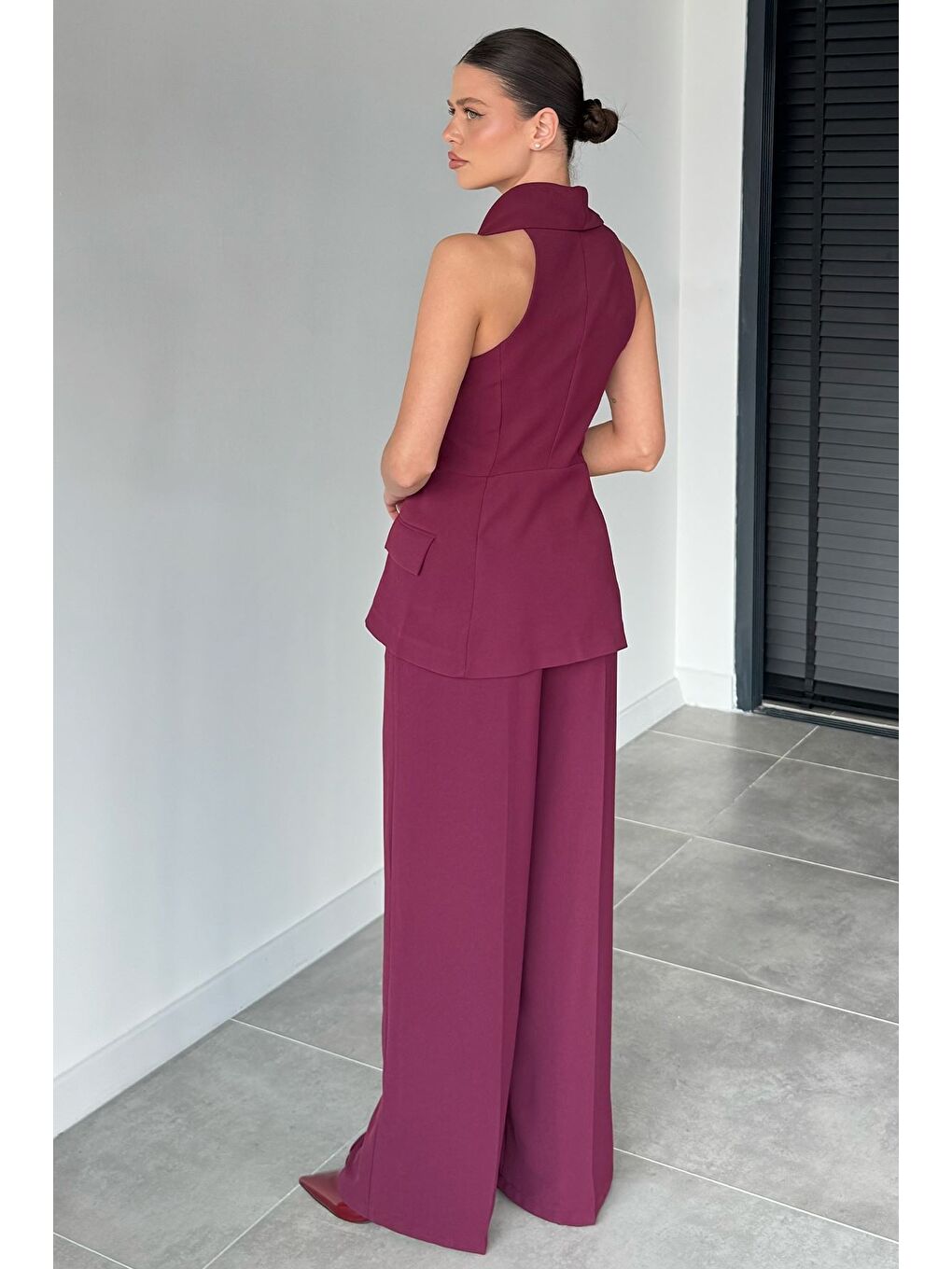 Mürdüm Perry Kadın Gold Detaylı Yelek Pantolon İkili Takım-4