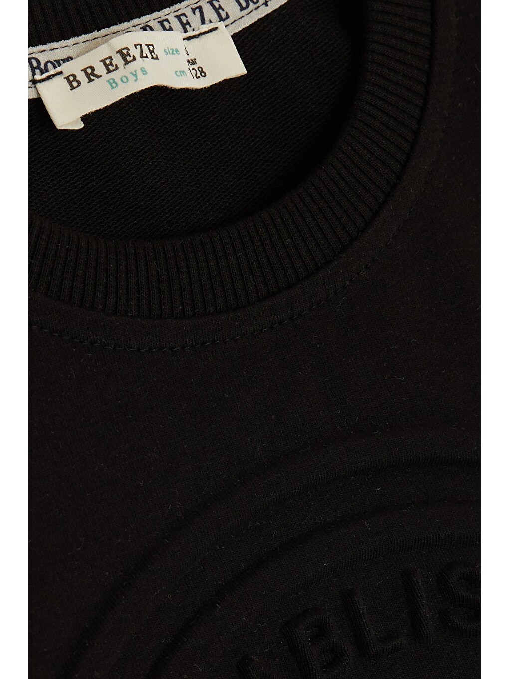 Erkek Çocuk Sweatshirt Kabartma Yazı Baskılı Siyah (9-10 Yaş)-2