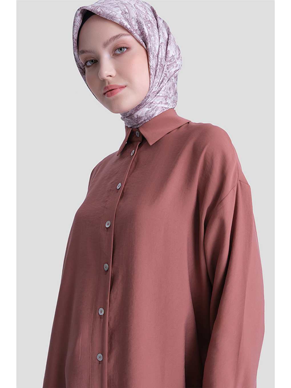 Kahverengi Relax Tunik Takım Kiremit-4