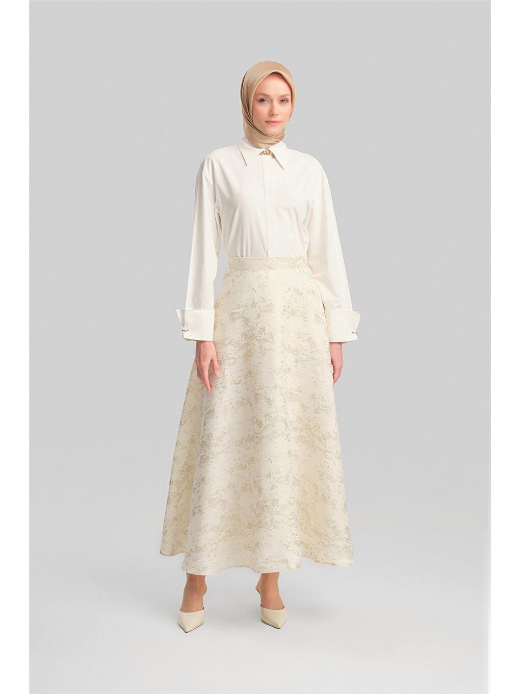 File Garnili Simli Etek 24Y1633 Bej