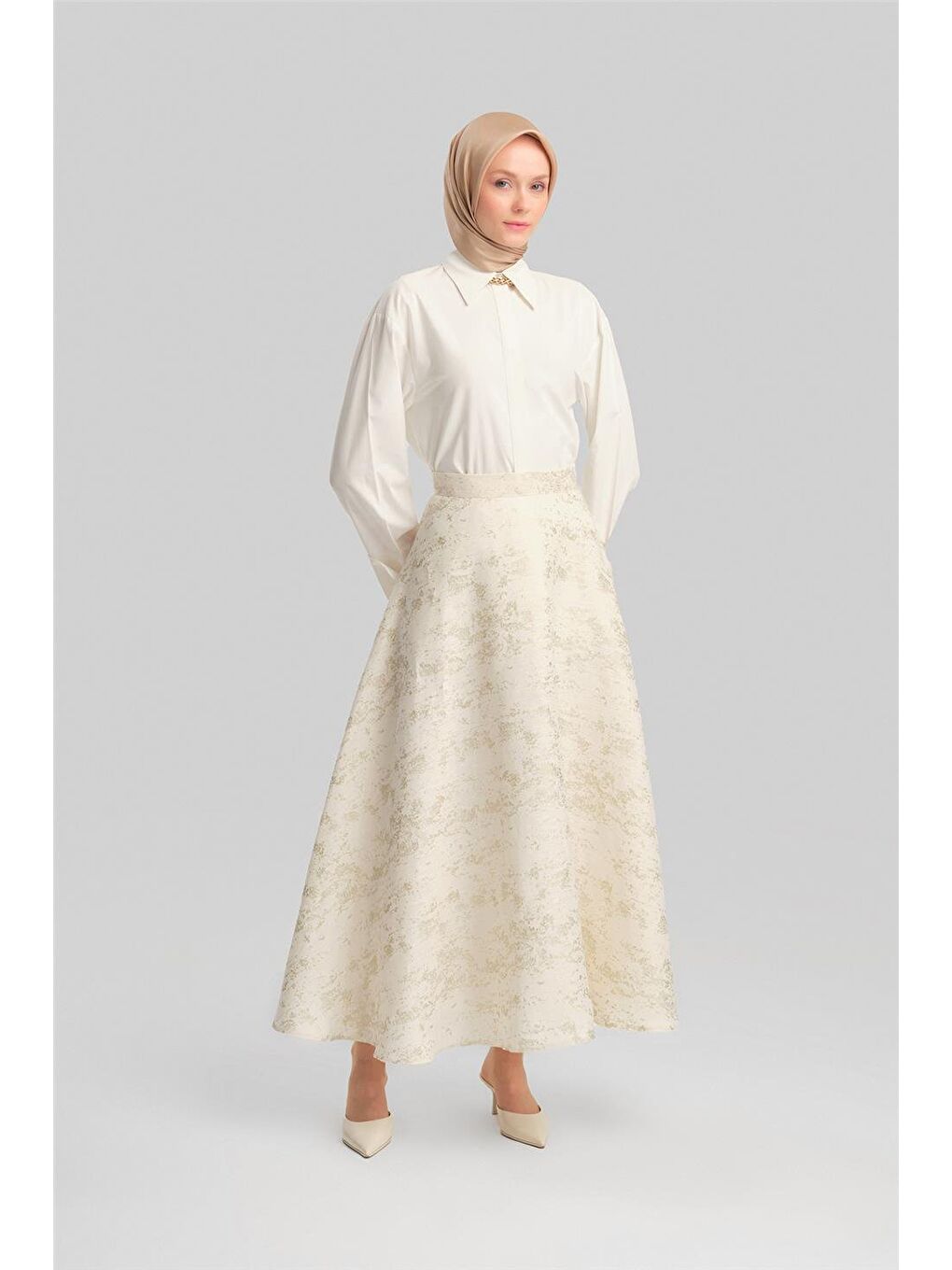 File Garnili Simli Etek 24Y1633 Bej-1