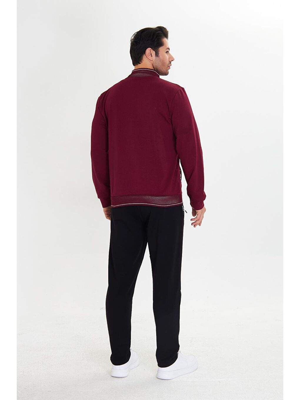 Pamuklu Tam Fermuarlı Erkek Eşofman Takımı Bordo 5751-B-5