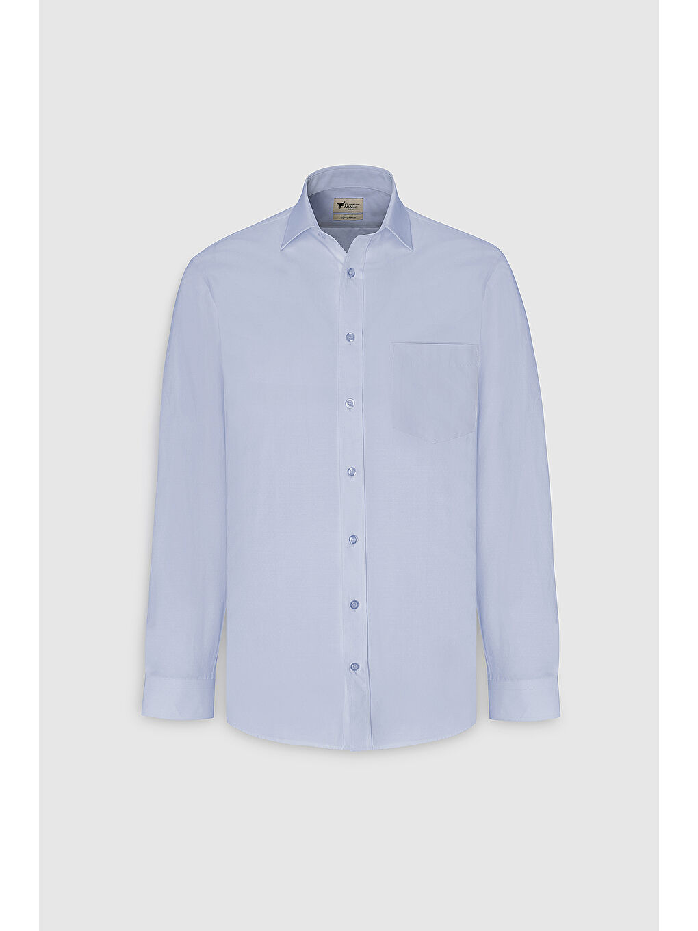 Erkek Açık Mavi Kolay Ütülenebilir Non-Iron Pamuklu Comfort Fit Geniş Kesim Klasik Yaka Gömlek-6