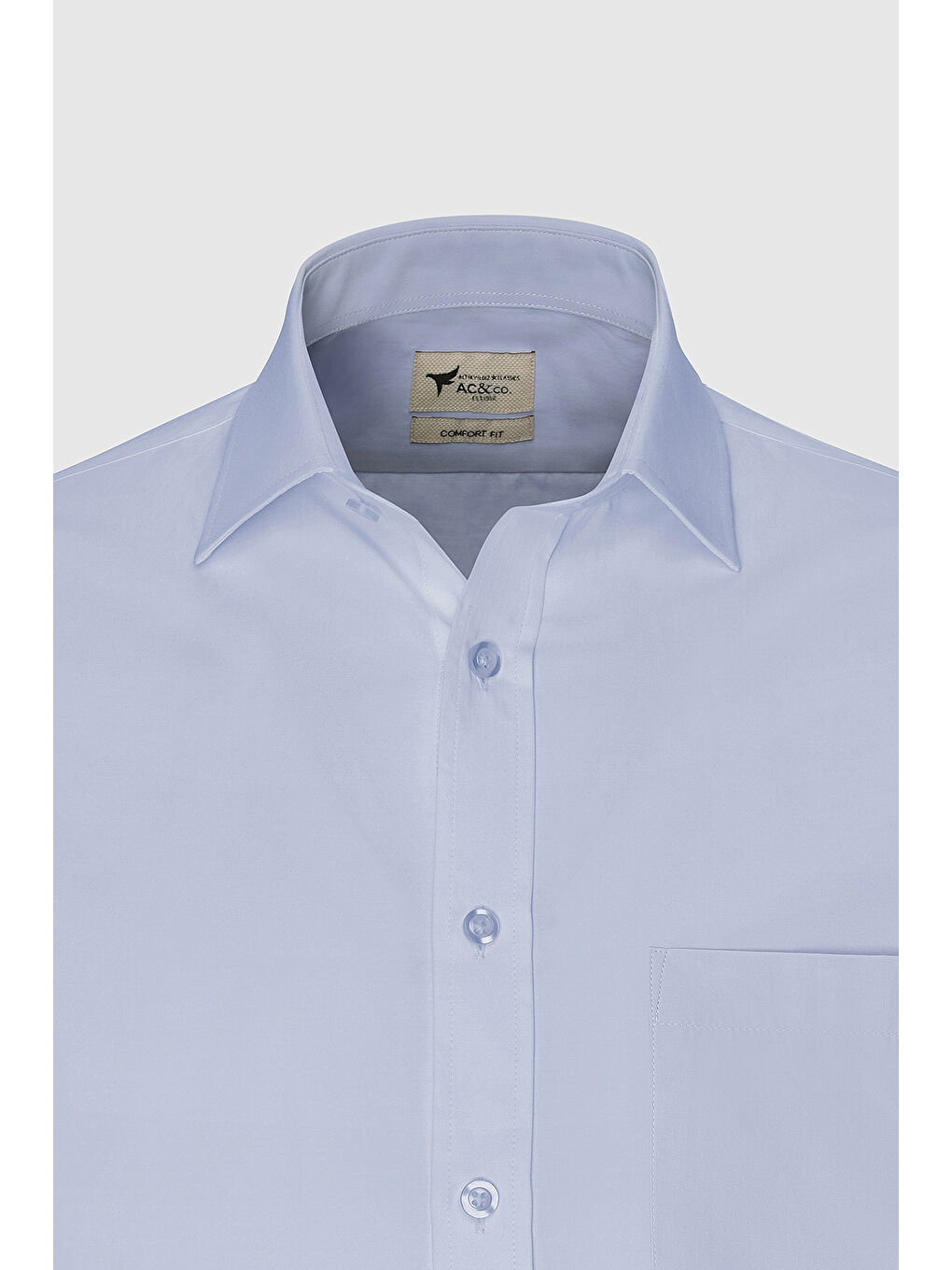 Erkek Açık Mavi Kolay Ütülenebilir Non-Iron Pamuklu Comfort Fit Geniş Kesim Klasik Yaka Gömlek-7