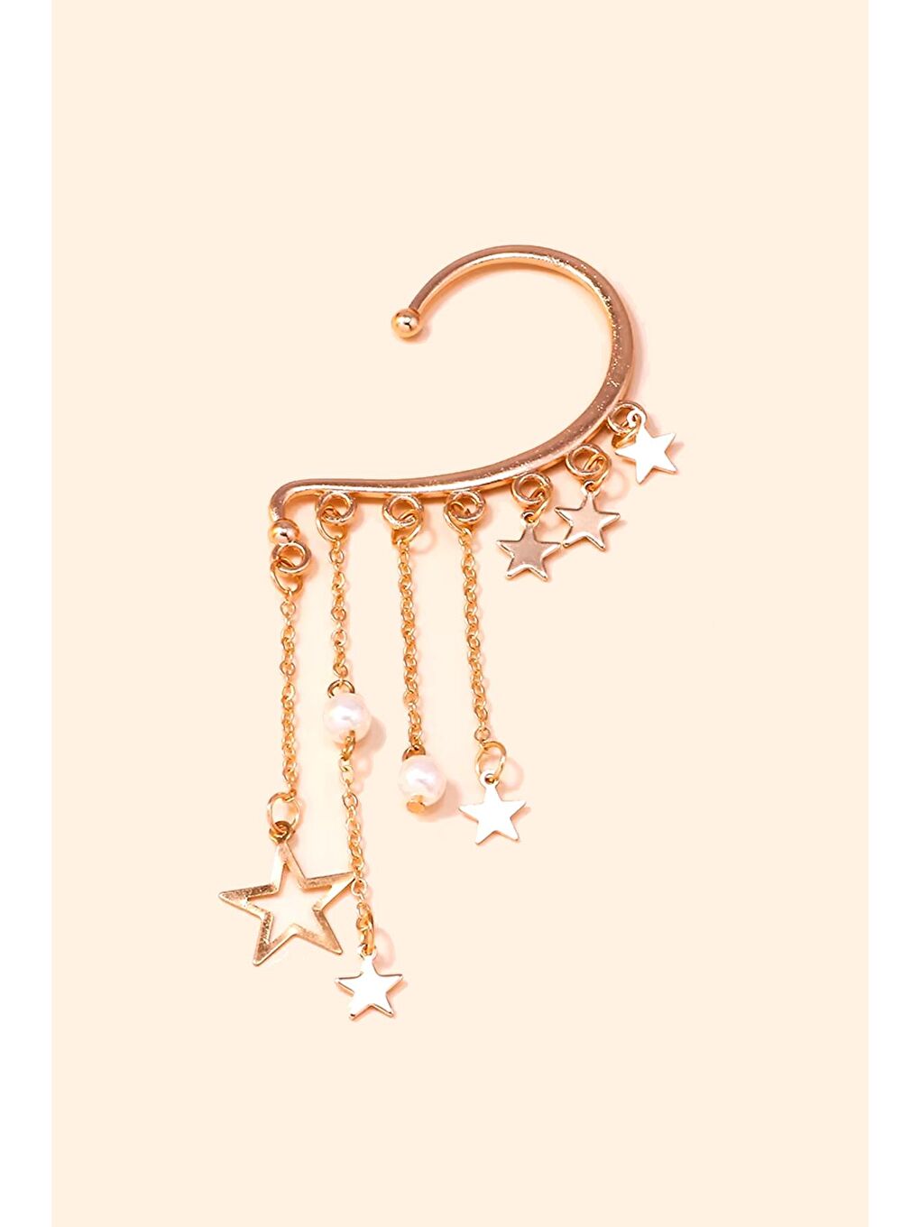 New Obsessions Sarı Altın Yıldız Detaylı Kulak Deliği Gerektirmeyen  Renkli Ear Cuff - Kıkırdak Küpesi