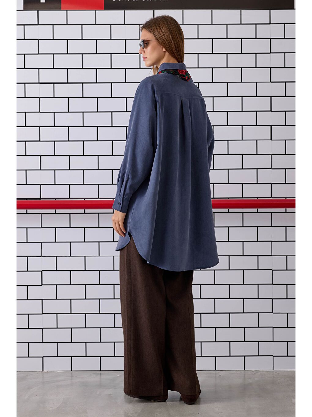 Reglan Kol Basic Gömlek Jean Mavi-2