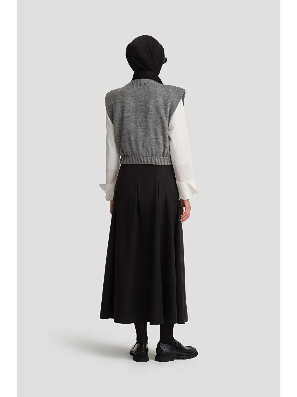 Pileli Pamuk Etek 24K1705 Siyah-2