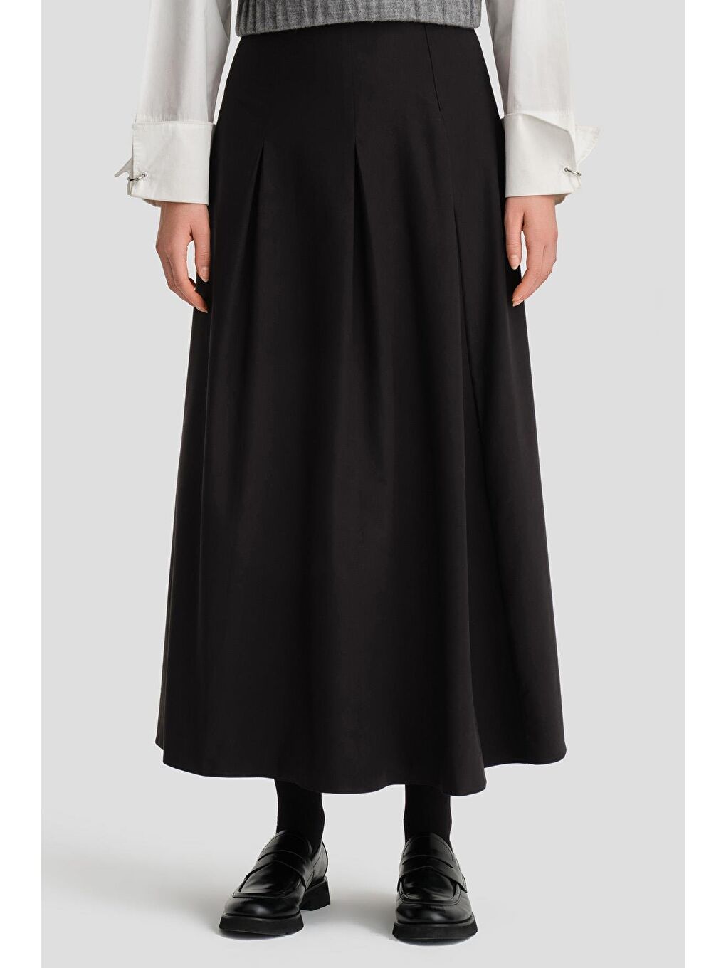 Pileli Pamuk Etek 24K1705 Siyah-3
