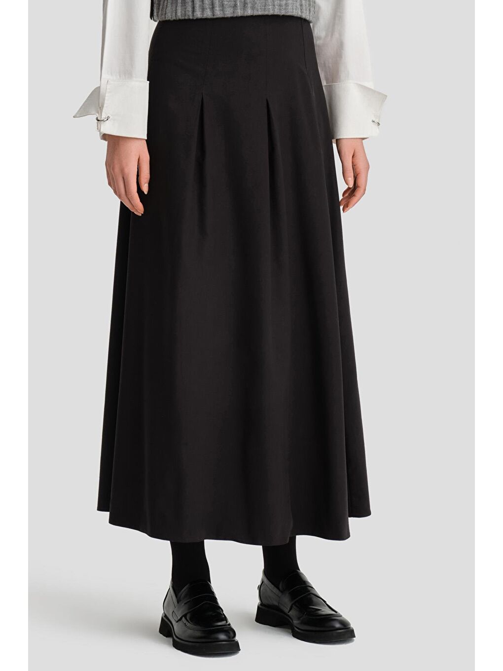 Pileli Pamuk Etek 24K1705 Siyah-4