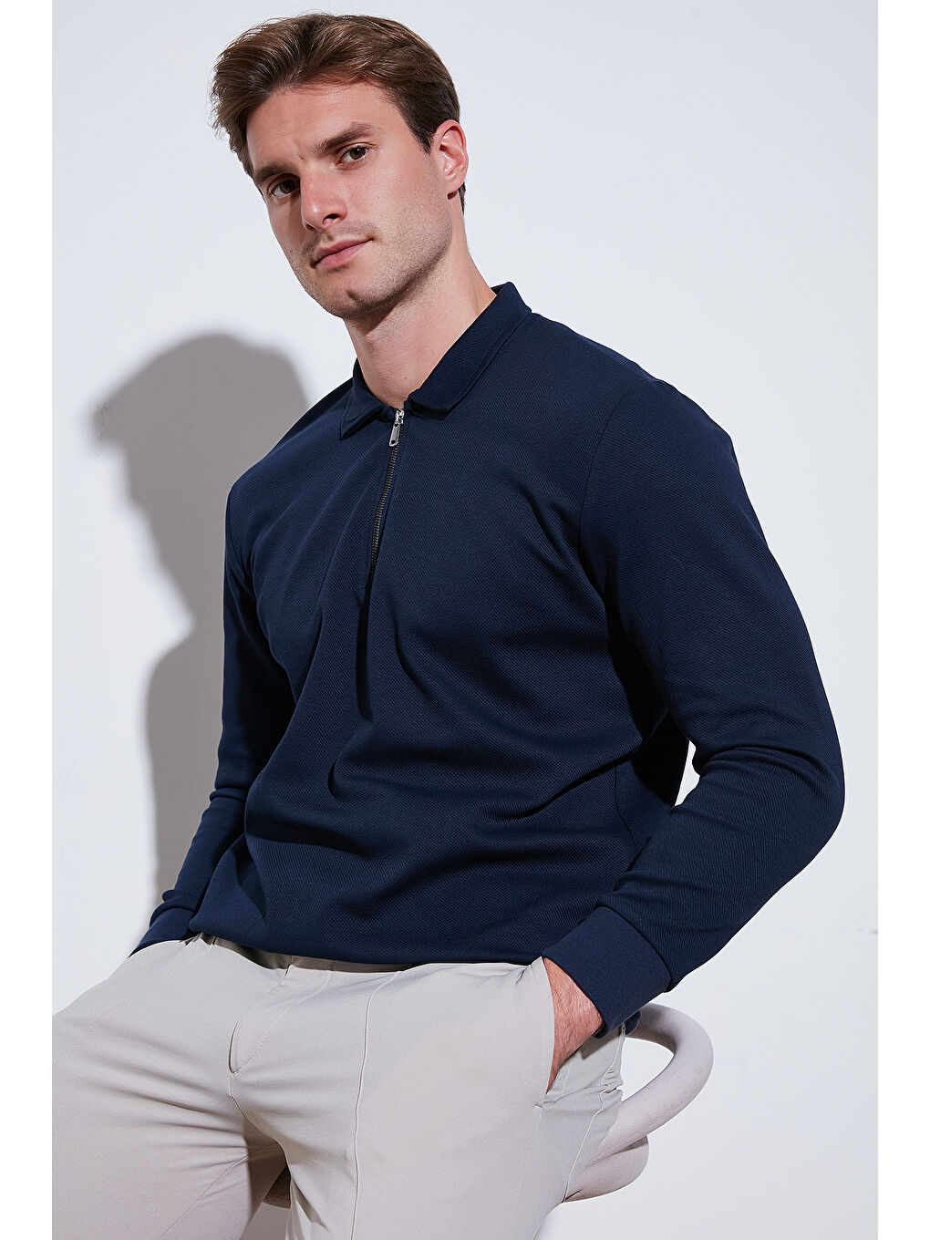 Buratti İndigo Pamuklu Regular Fit Yarım Fermuarlı Polo Yaka Erkek Sweat 5905789 - 1