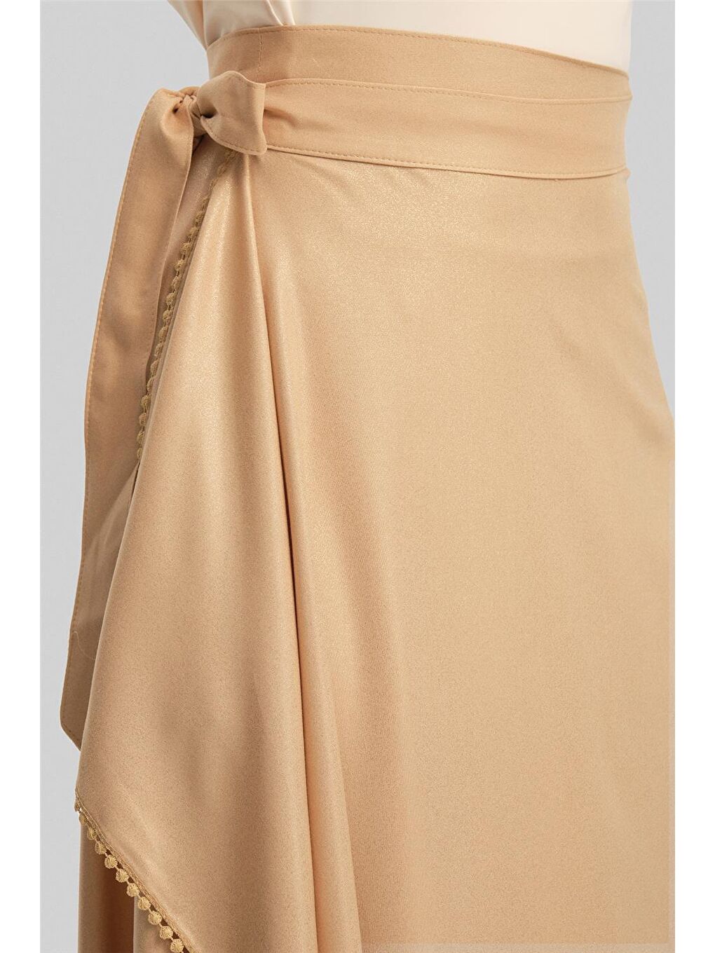 Kahverengi Simli Viskon Etek 24Y1626 Camel-4