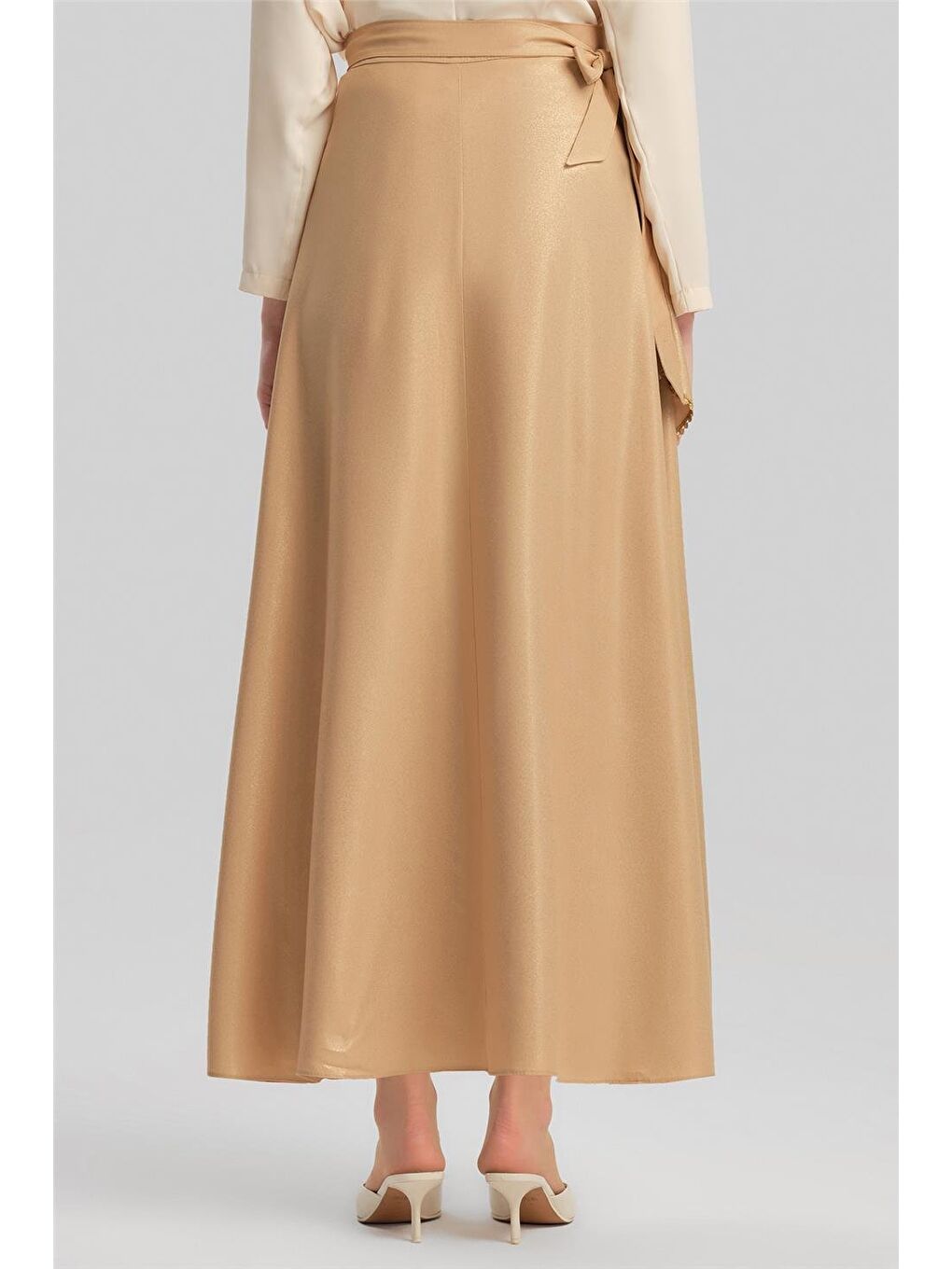 Kahverengi Simli Viskon Etek 24Y1626 Camel-5