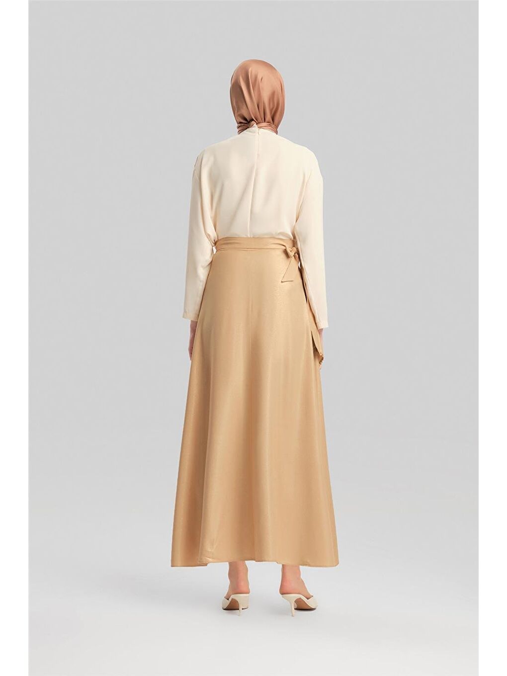 Kahverengi Simli Viskon Etek 24Y1626 Camel-6