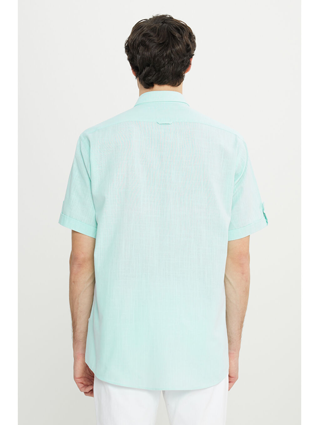 Mavi Erkek Mint Comfort Fit Rahat Kesim Gizli Düğmeli Yaka Keten Görünümlü %100 Pamuk Flamlı Gömlek-4