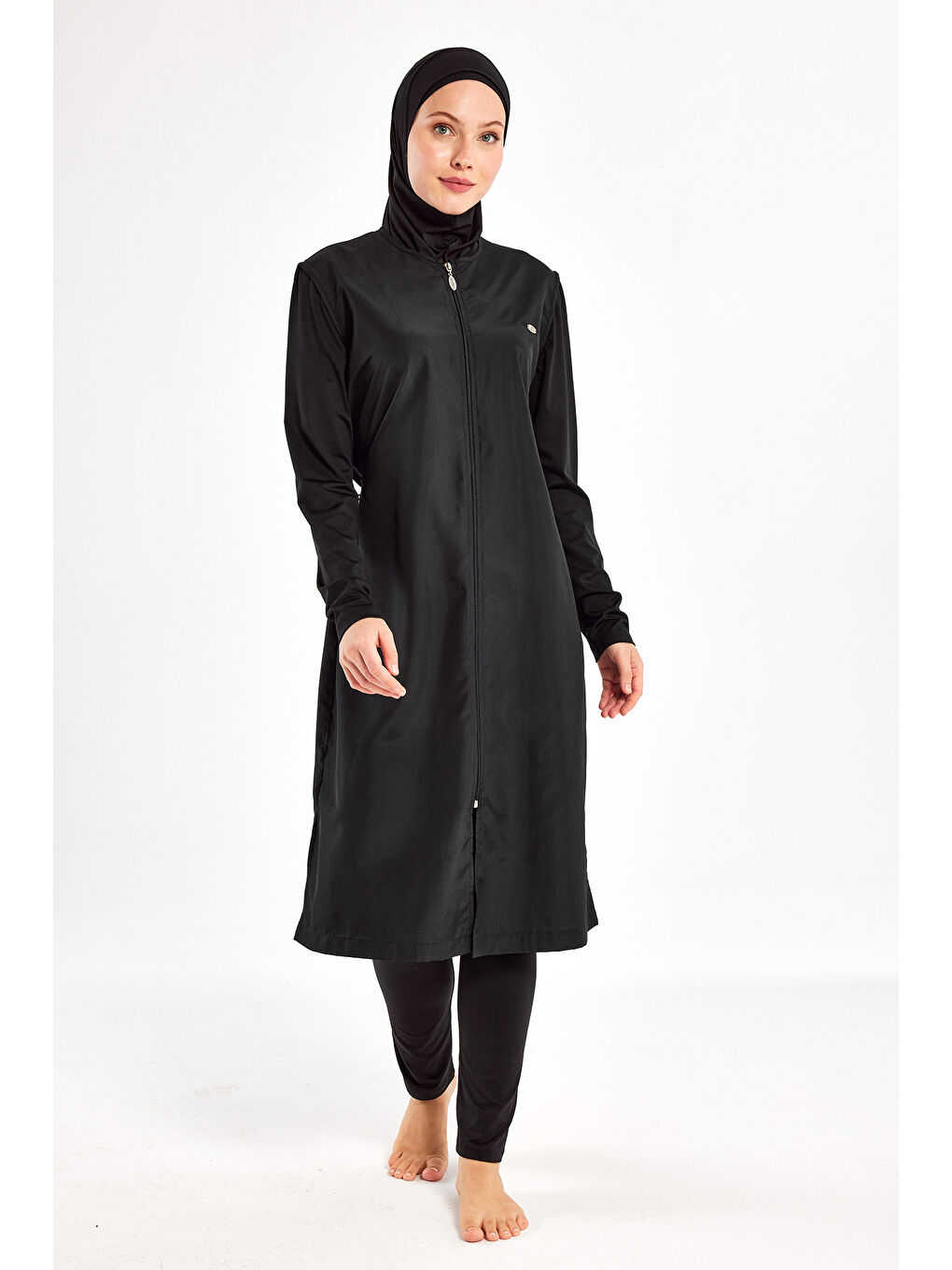 UV Korumalı Büyük Beden Uzun Tam Boy Tam Kapalı Tesettür Mayo 1302 Siyah08-1