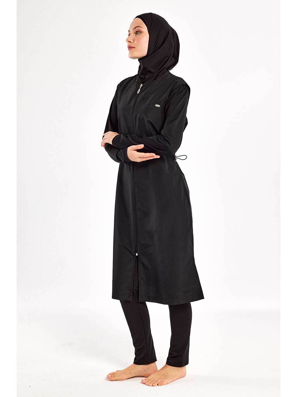 UV Korumalı Büyük Beden Uzun Tam Boy Tam Kapalı Tesettür Mayo 1302 Siyah08-2
