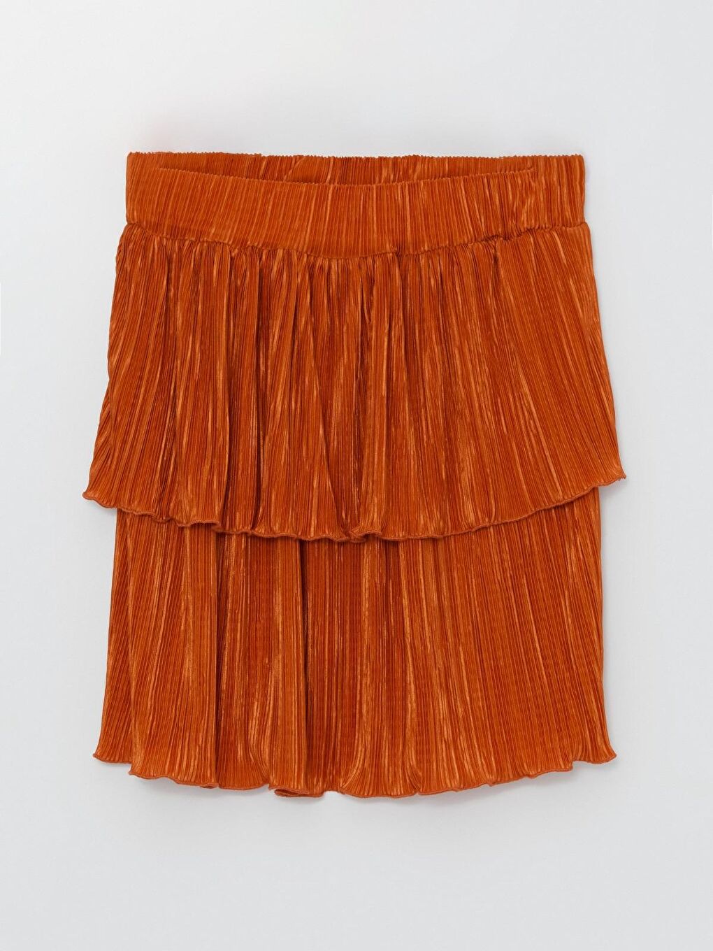 Turuncu Kız Çocuk Beli Lastikli Piliseli Etek