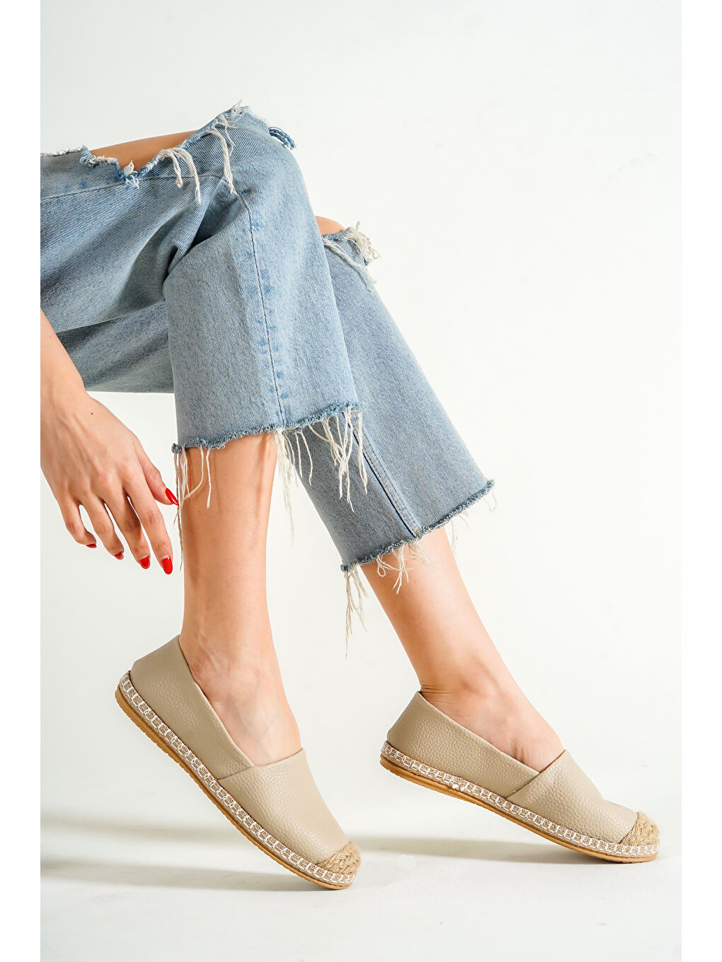 Capone Outfitters Bej Pasarella Cilt Kadın Espadril - 6