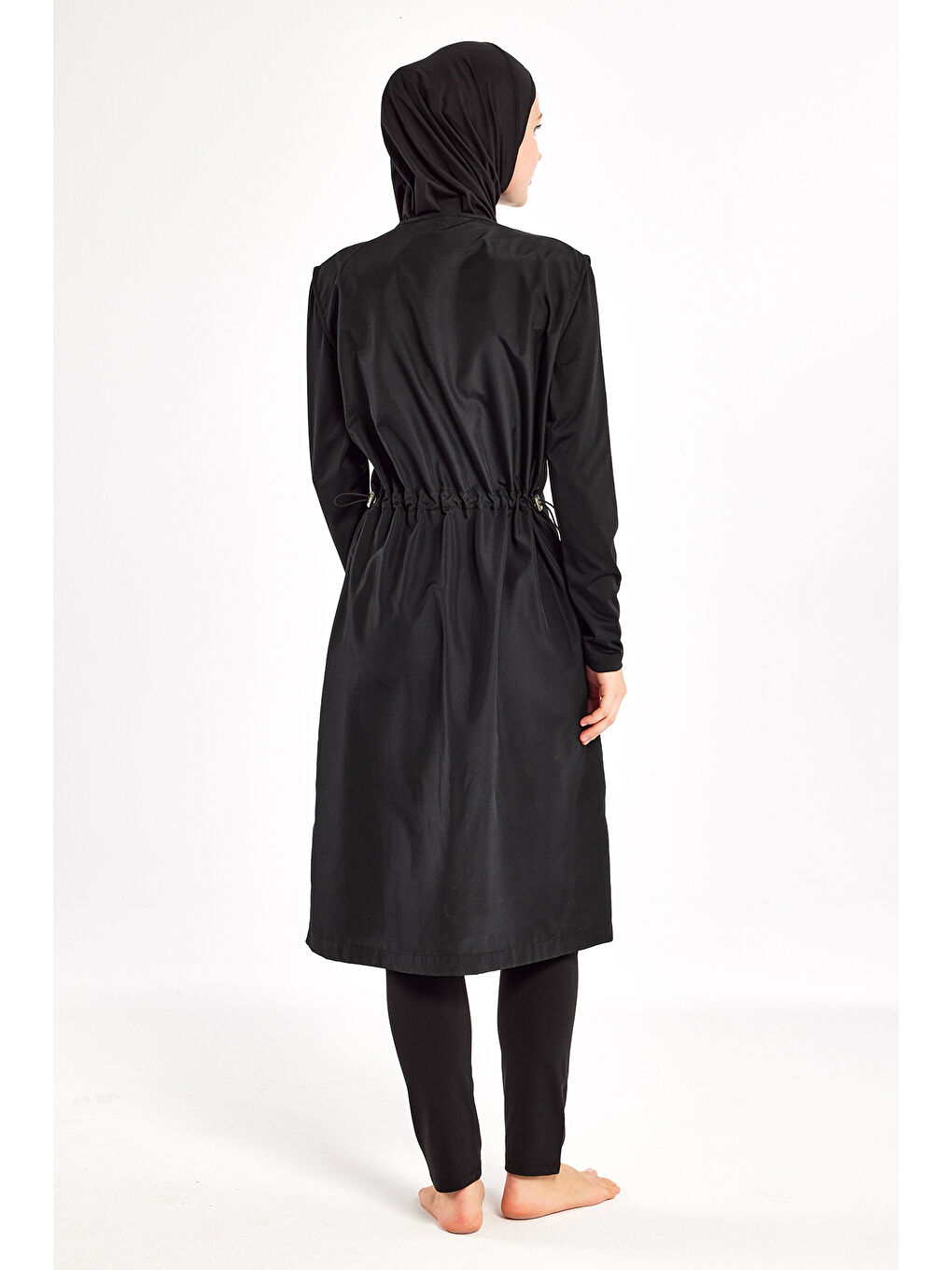 UV Korumalı Büyük Beden Uzun Tam Boy Tam Kapalı Tesettür Mayo 1302 Siyah08-3