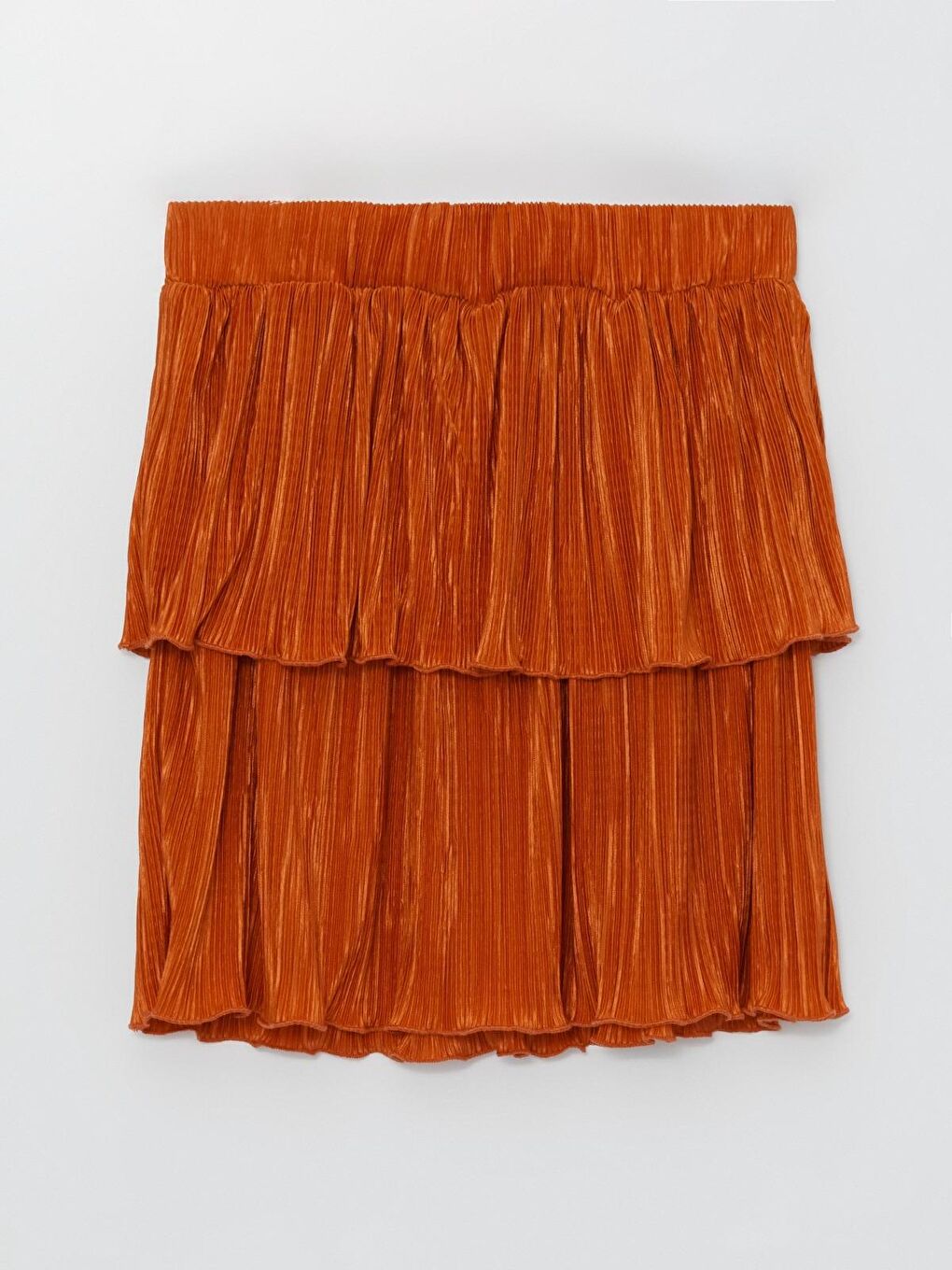 Turuncu Kız Çocuk Beli Lastikli Piliseli Etek-2