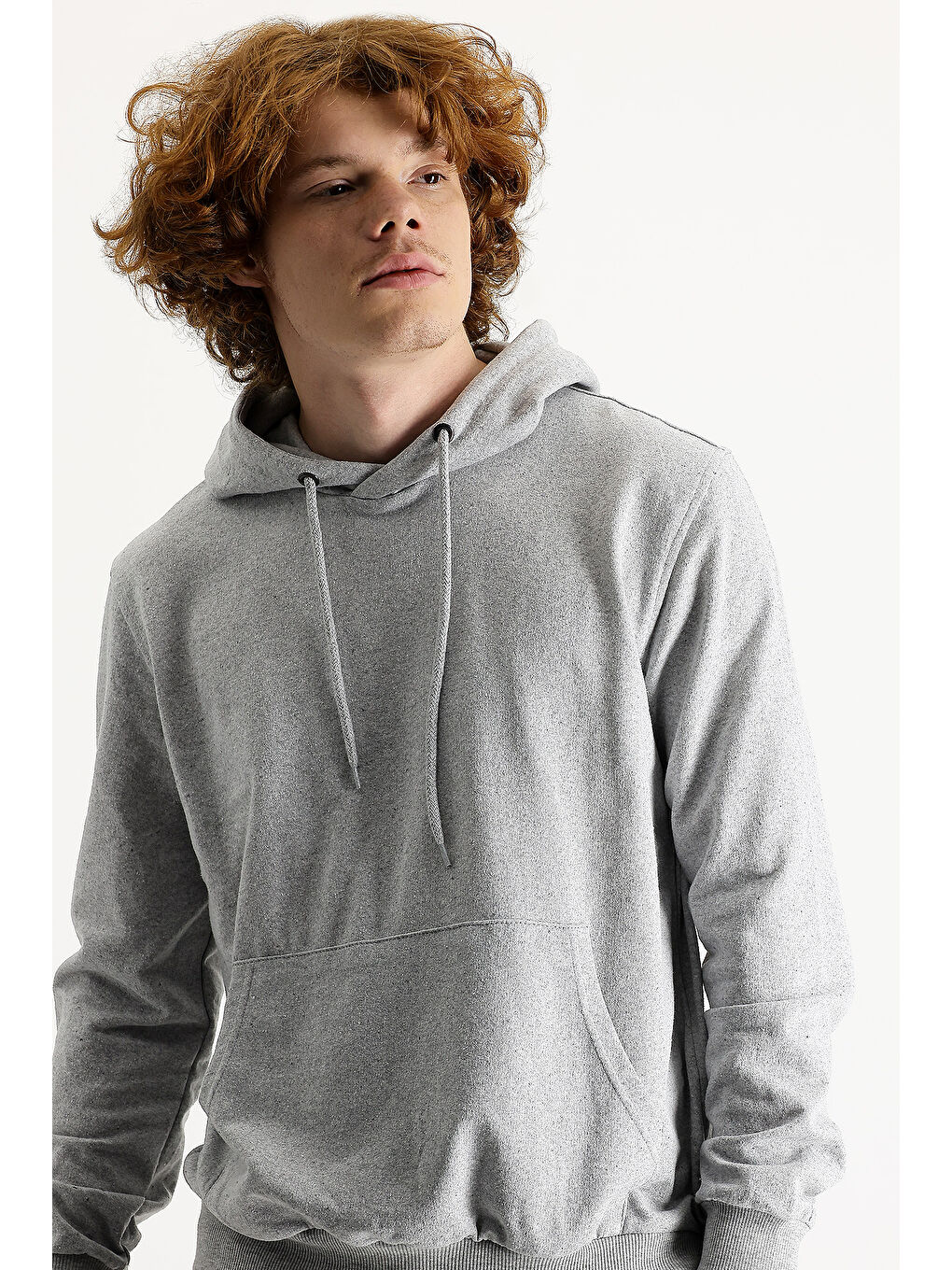 Gri Kapüşonlu Pamuklu Sweatshirt