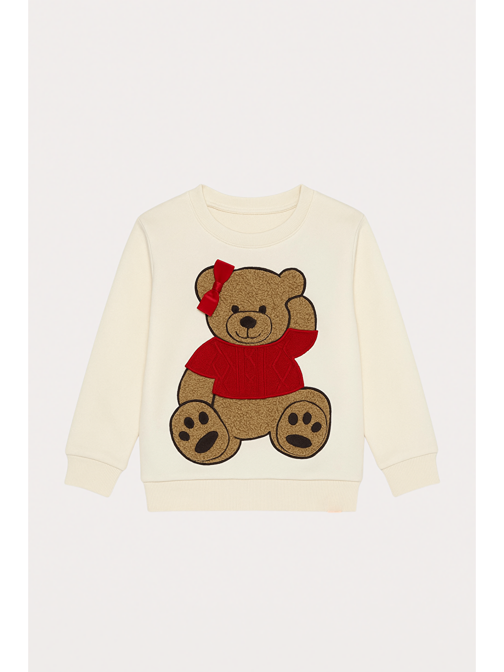 Kadın Teddy Sweatshirt Pijama Üstü Ekru-1