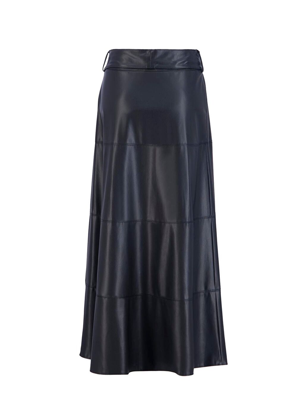 Bağlamalı Deri Etek 24K1706 Siyah-4