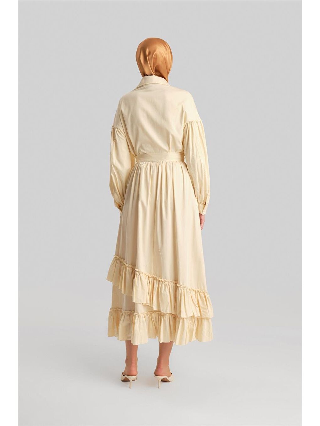 Bej Etek Ucu Fırfırlı Etek 24Y1638 Aytaşı-5