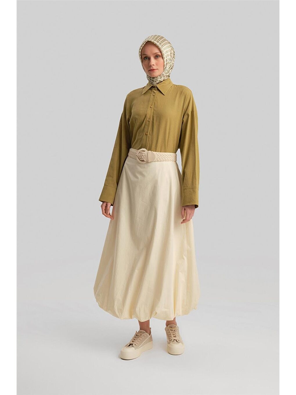 Bej Balon Etek 24Y1641 Aytaşı-1