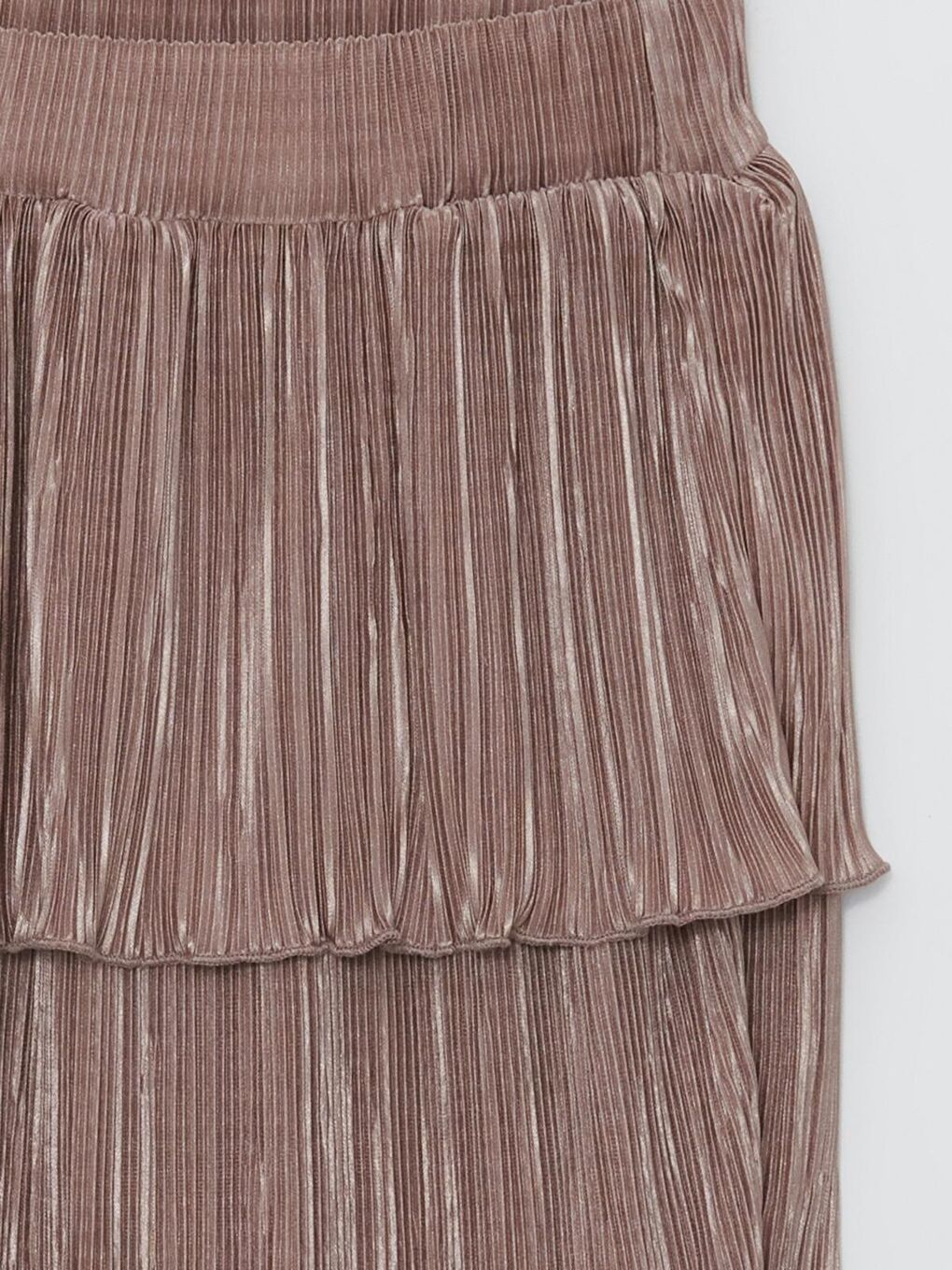 Bej Kız Çocuk Beli Lastikli Piliseli Etek-1